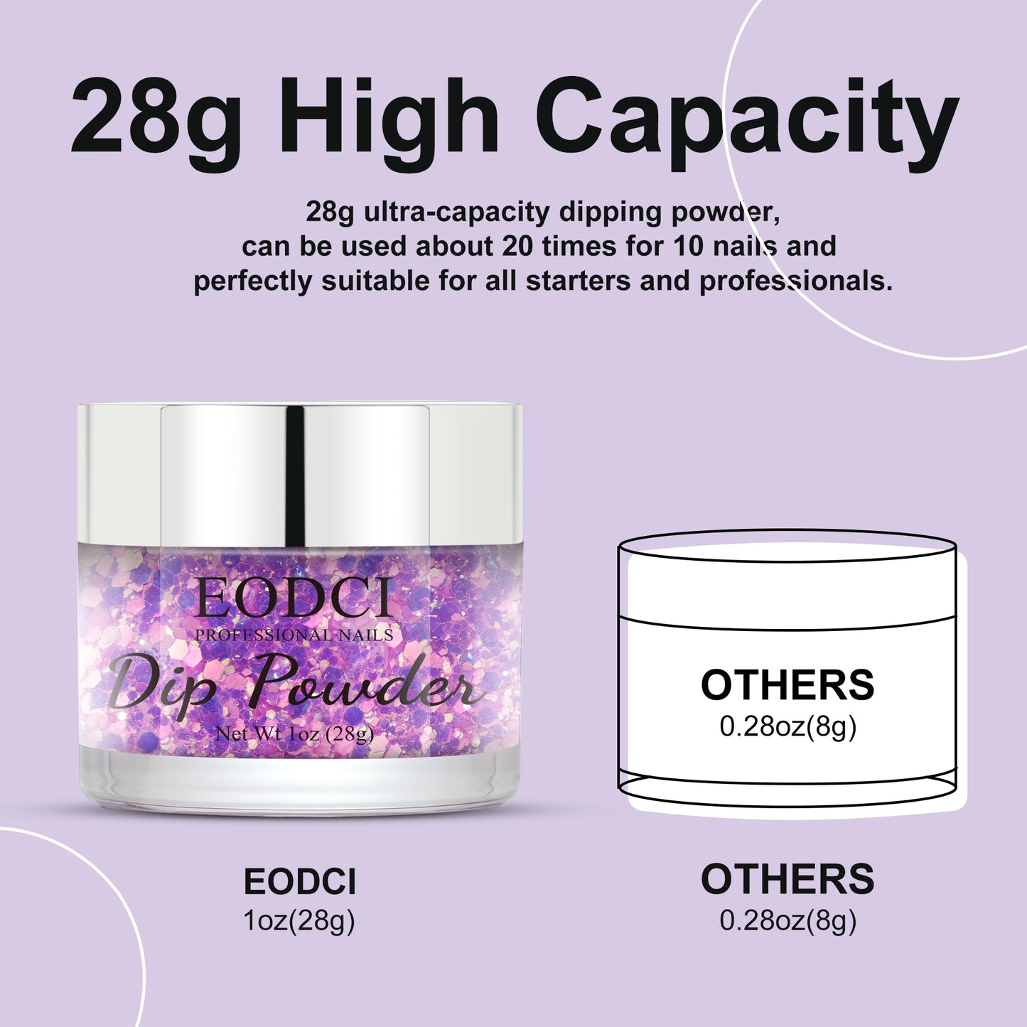 EODCI Glitter Colorful Pink Dip Powder, Orange Glitter Dip Powder Nail Color Refills, 1oz/28g, Pro Dipping Powder System for Nail Art DIY at Home/Salon