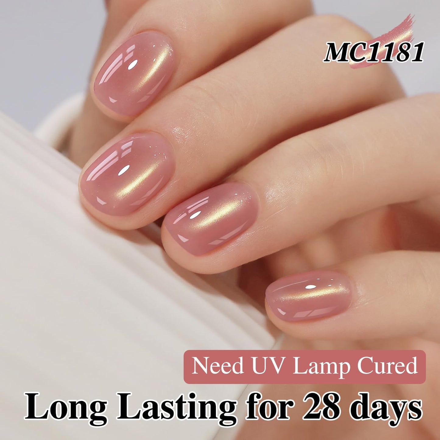 Double Rhythm 0.5 Oz Cat Eye Gel Polish with Magnet Same Color Same Bottle Holographic Glitter Shimmer Translucent Color Salon Soak Off Magnetic Nail at Home (Plum Pink-MC1181)