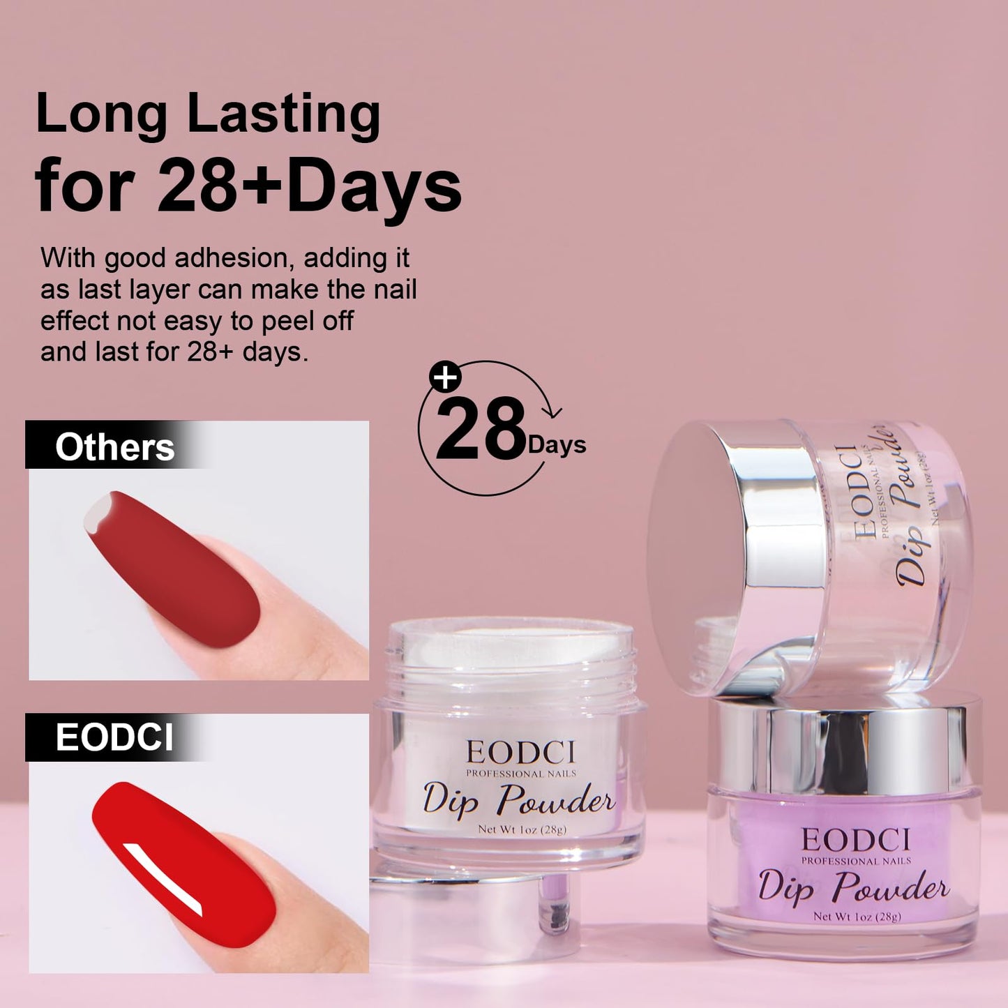 EODCI Glitter Dipping Powder Nails, Shimmer Purple Color Dipping powder No UV/LED Lamp Required Long Lasting Dip Nail Colors lasted 21 days Nail Color for Professionals & At-Home DIY 1oz