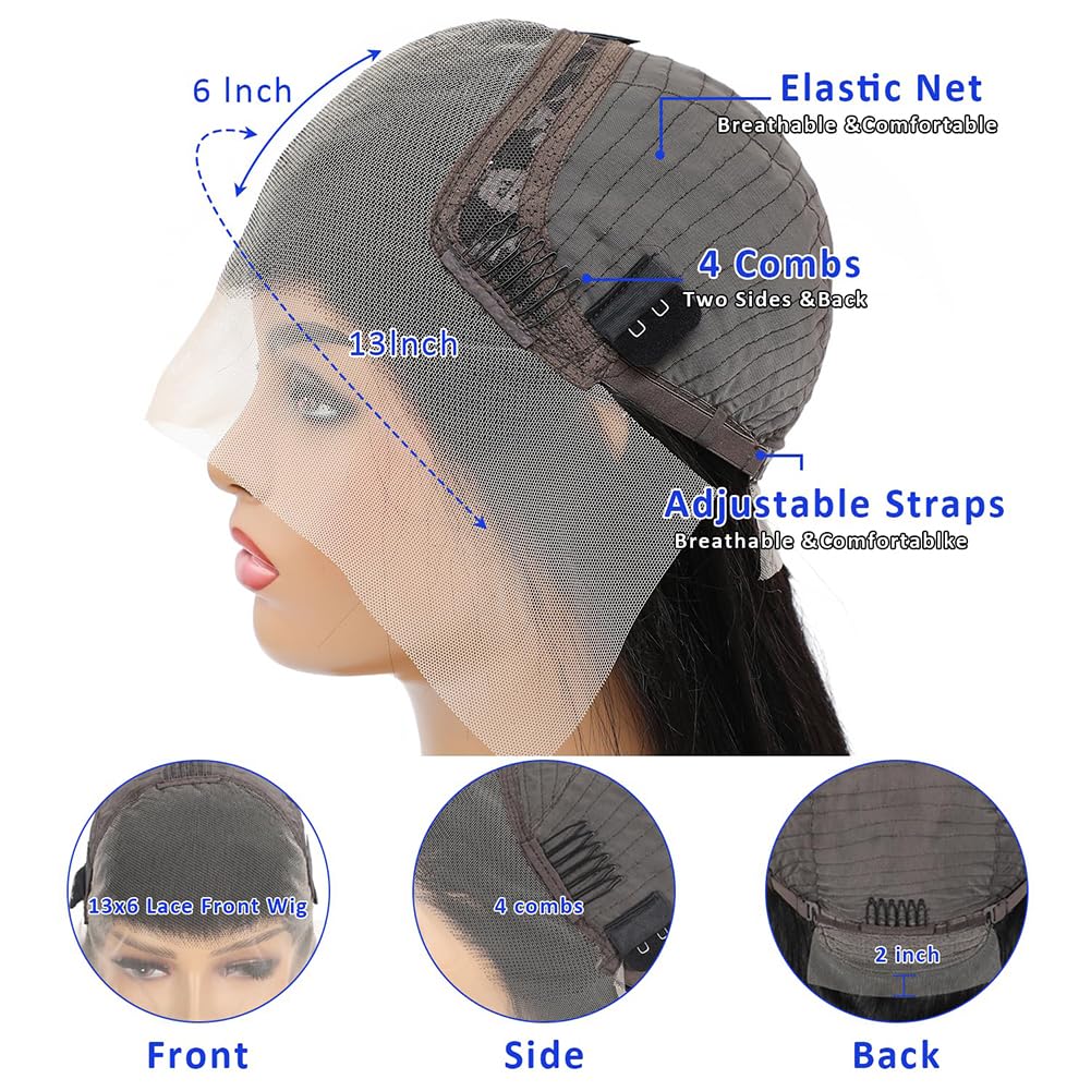 13x6 Lace Front Wigs Human Hair 180% Density Body Wave Lace Front Wigs Human Hair 20 Inch HD Transparent Lace Frontal Wigs Human Hair Glueless Human Hair Wigs for Women Natural Black Color