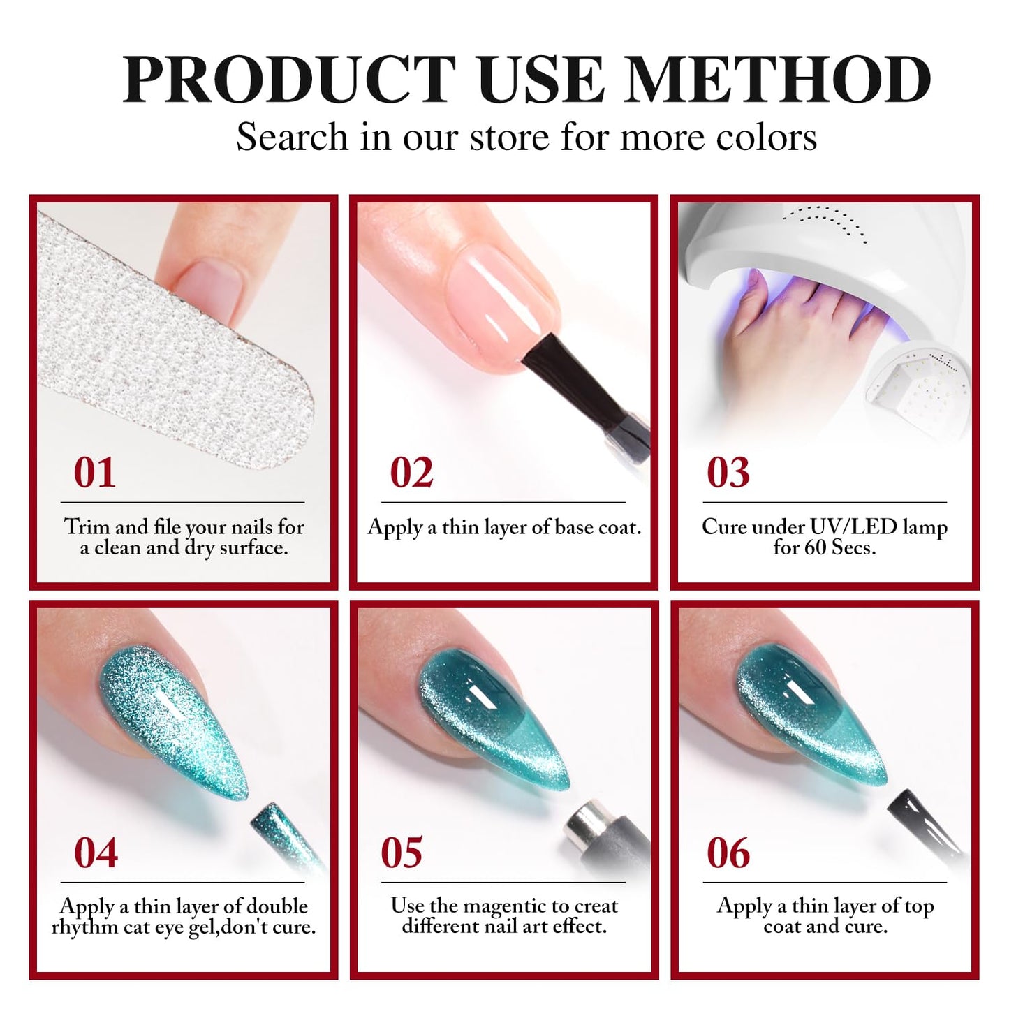 Double Rhythm Jelly Glass Cat Eye Gel Polish with Magnet 15ML Holographic Glitter Shimmer Translucent Sheer Color Magnetic Nail Polish Salon DIY at Home (Blood Red-MC1107)