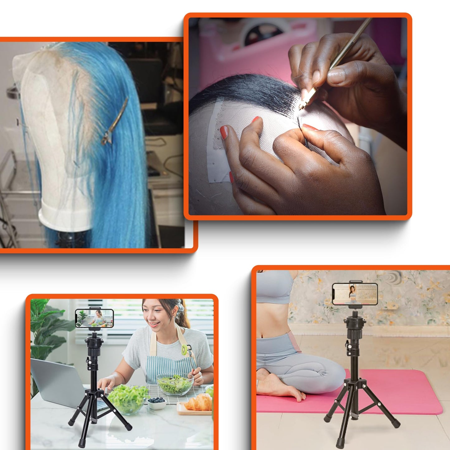 EERYA 22 Inch Wig Head Stand - Tripod Wig Mannequin for Styling, Displaying - Light Brown
