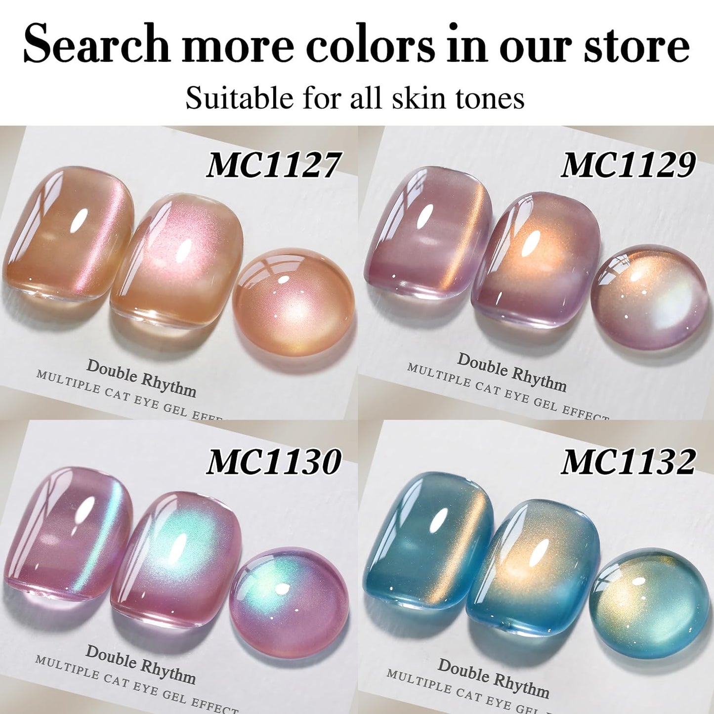 Double Rhythm 15ML Ice Glass Cat Eye Gel Polish with Magnet Holographic Glitter Shimmer Translucent Sheer Color Salon Soak Off Magnetic Nail at Home (Rose Violet-MC1131)