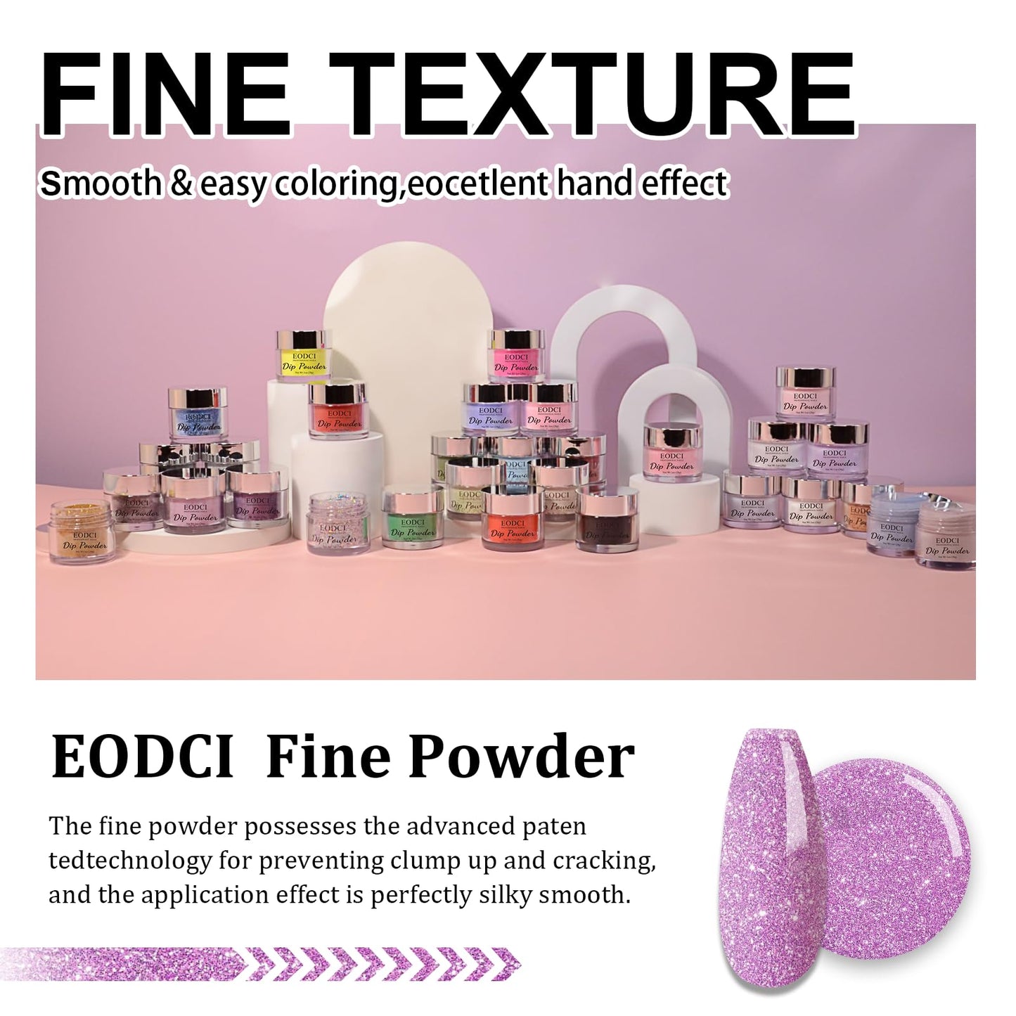 eodci Dip Powder Glitter Purple Color, Nail Dipping Powder French Powder Pro Collection System Nail Art Starter Manicure Salon DIY at Home, No Needed Nail Lamp Curing, 1 Oz/28g