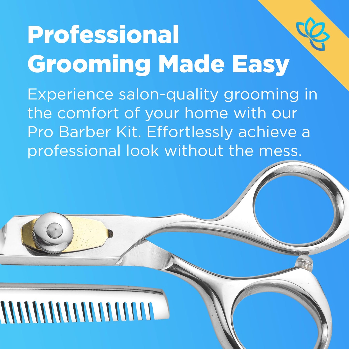 Equinox Professional Hair Scissors Set - Premium Barber Kit, Includes Hair Cutting Scissors, Thinning Shears, Straight Razor, Basic Comb, Cleaning Cloth, Oil & Sandpaper - Hair Salon & Barber Supplies