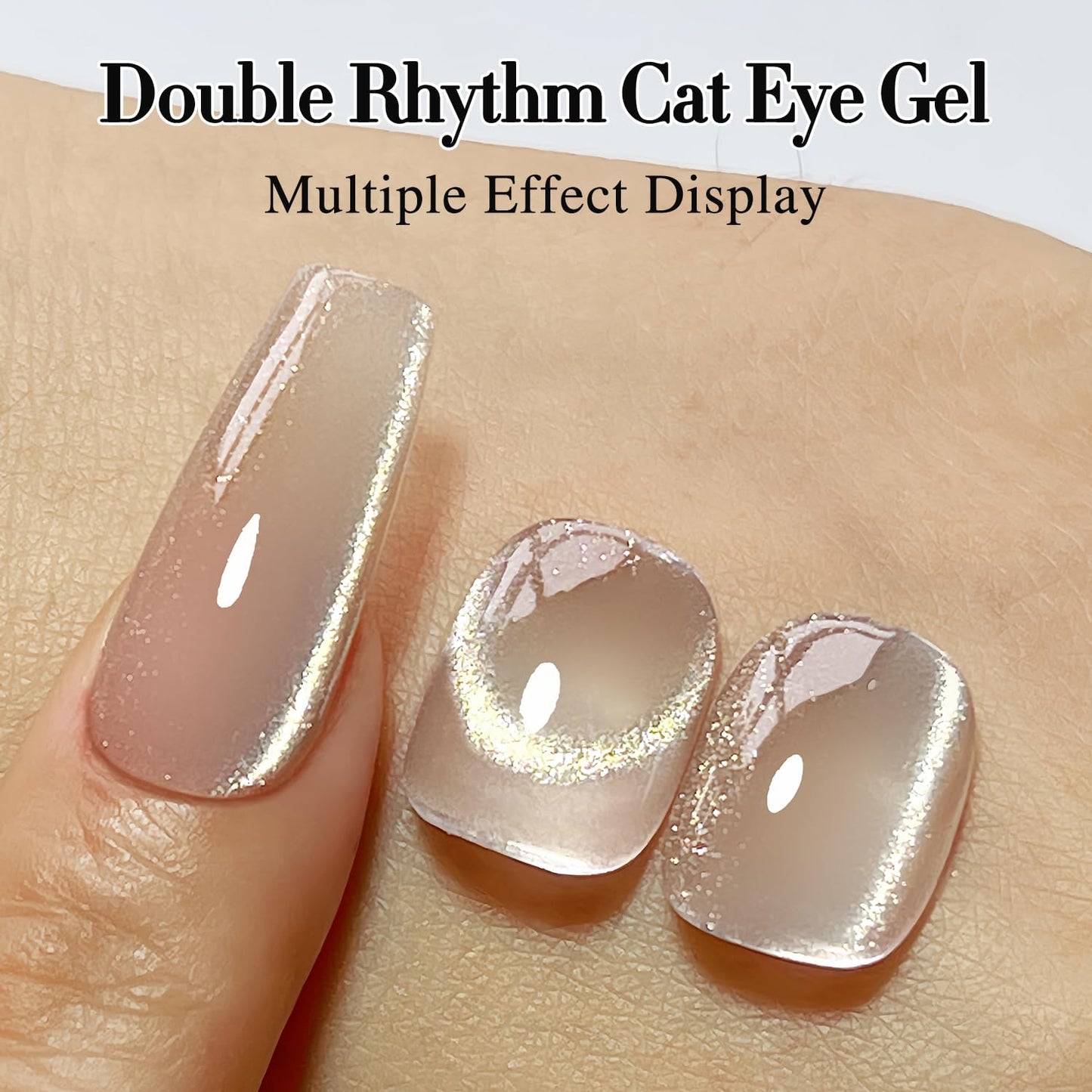 Double Rhythm 0.5 OZ Cat Eye Gel Polish with Magnet 15ML Holographic Glitter Shimmer Translucent Jelly Color Magnetic Polish Salon DIY at Home (MC1020)