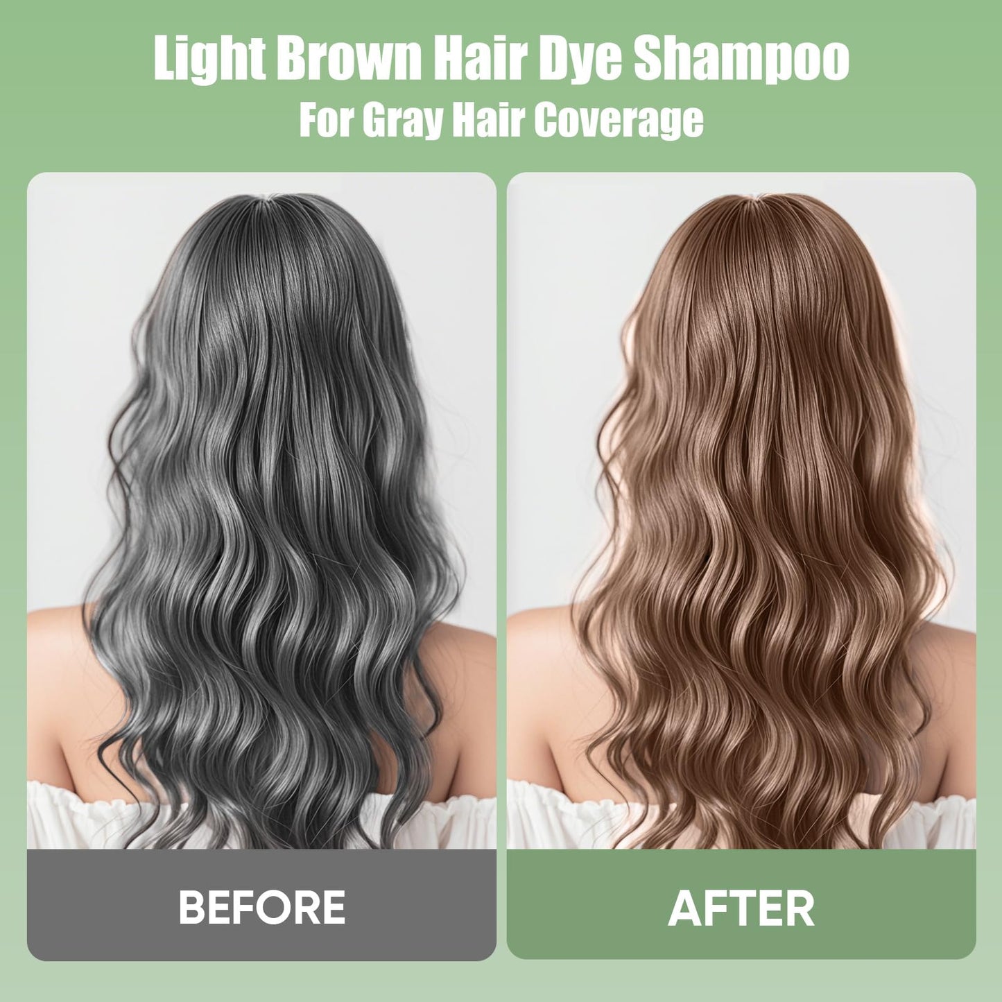 DYEING 221 BC FARNDU Light Brown Hair Dye Shampoo for Gray Hair Coverage - 3 In 1 Natural Hair Color Shampoo for Women & Men, Champu Para Canas Mujer