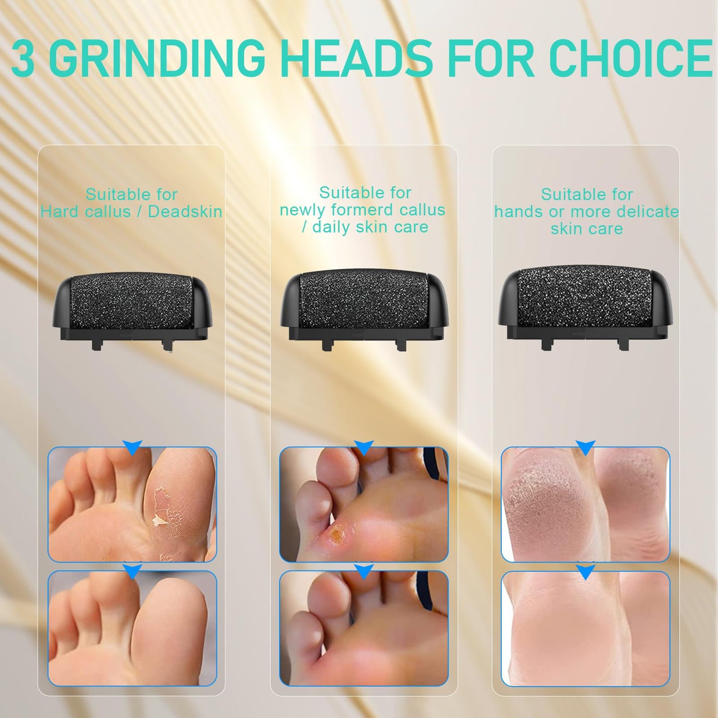 Electric Callus Remover for Feet - with 9pcs Larger Grinding Head, Portable Pedicure Kit Foot File Callus Remover, Rechargeable Waterproof Foot File for Foot Care Deadskin Remover LCD Display-Black