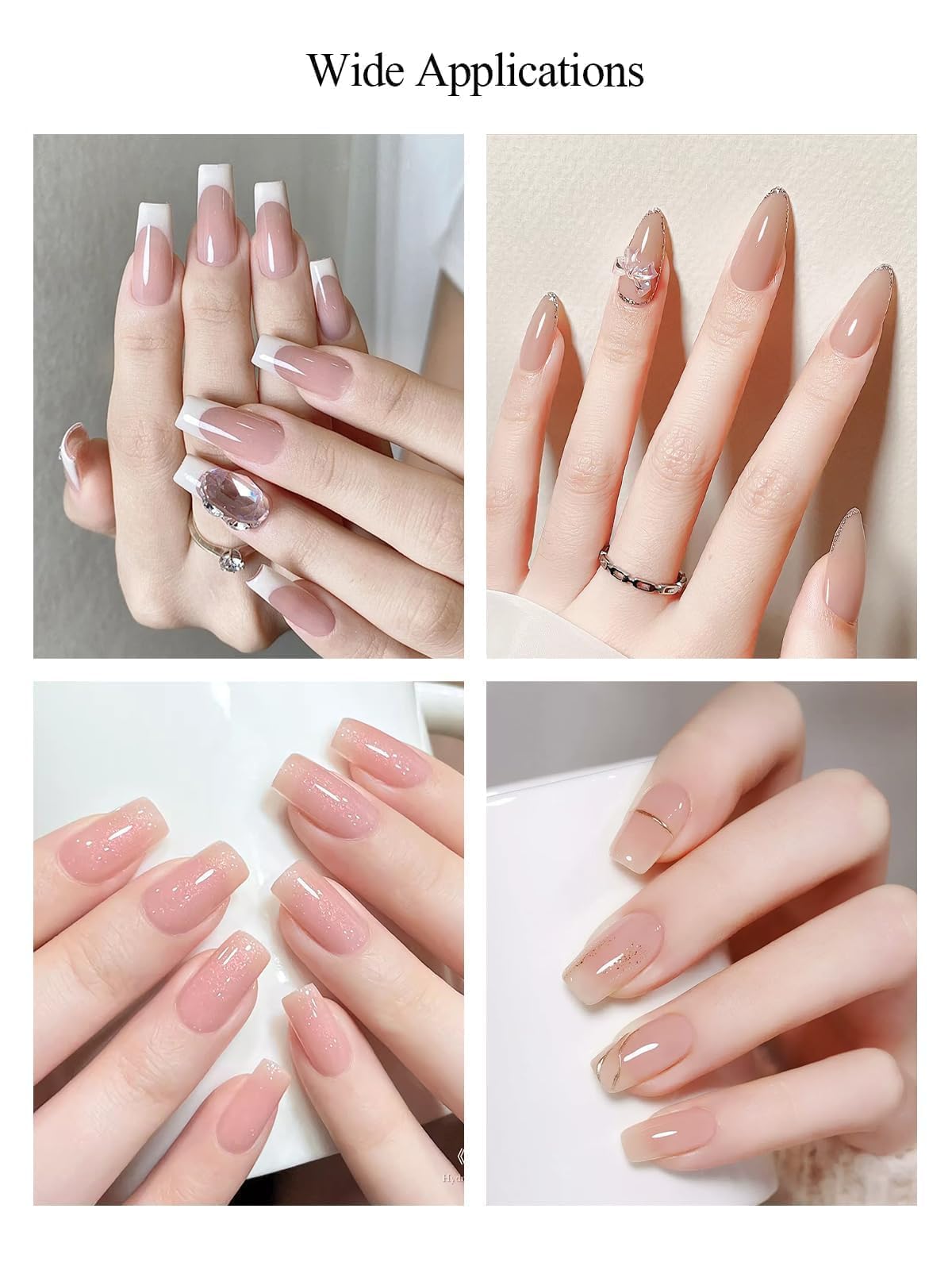 EBANKU Gel Builder for Nails Kit, 8 Colors 8 in 1 Sheer Pink Nude Builder Nail Gel Nail Strengthener Hard Gel for Nail Thickening French Manicure, Ultra-thin Brush in A Bottle, Summer Gifts for Women