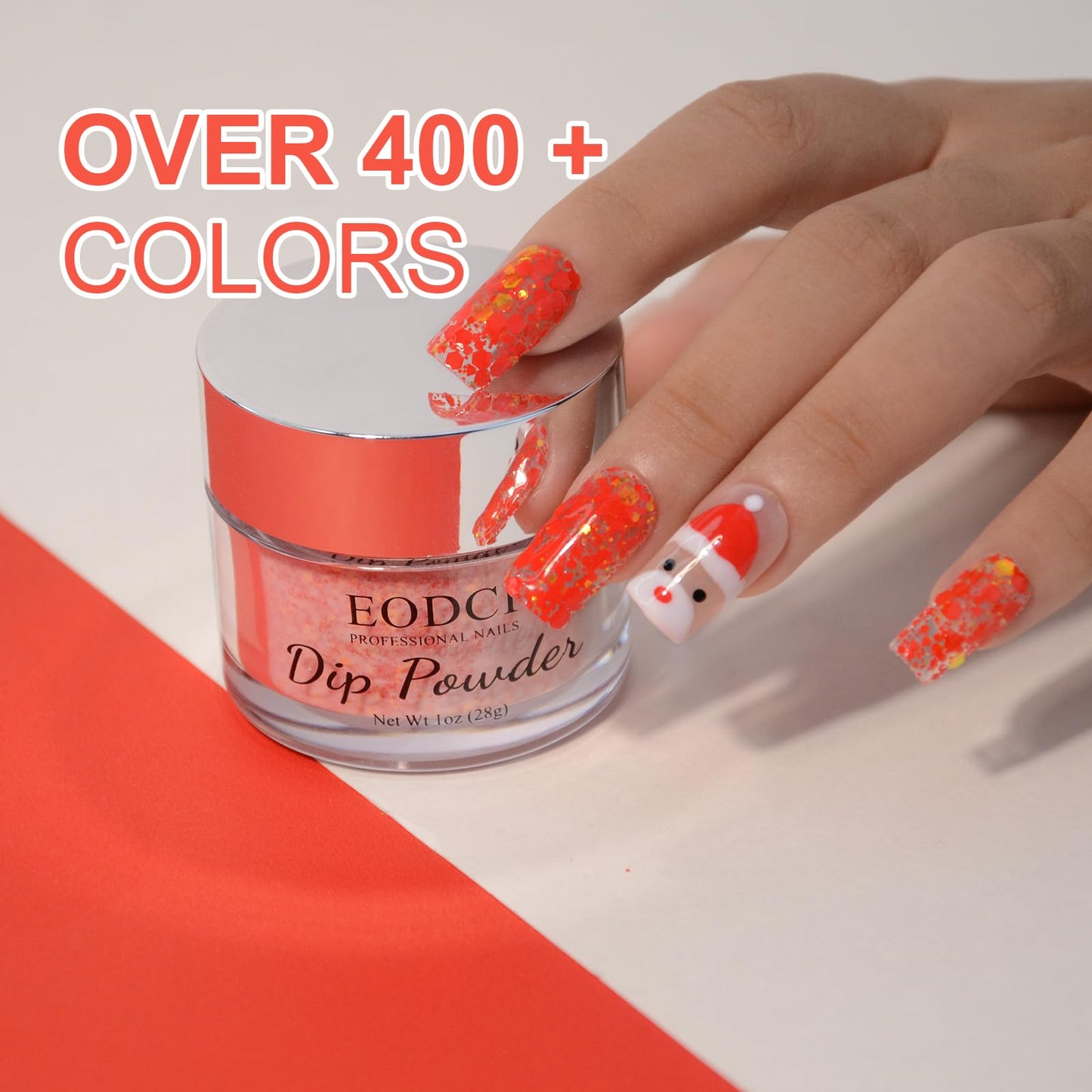 EODCI 28g/Box Sequins Red Color Dip Powder Nails Dipping Long-lasting No UV Light Needed, French Nail Art Starter Manicure Salon DIY at Home