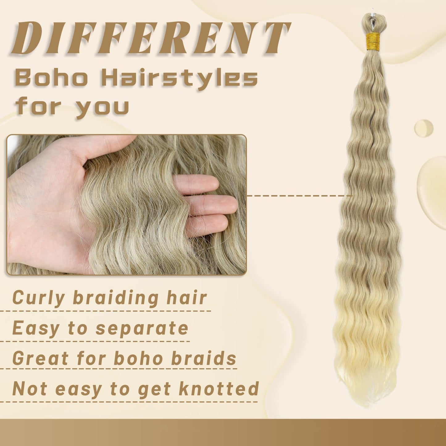 Eerya Long Curly Braiding Hair 30 Inch 2 Packs Ocean Wave Crochet Hair for Black Women Deep Wave Braiding Hair for Boho Braids(30 inch, 18T/613M)