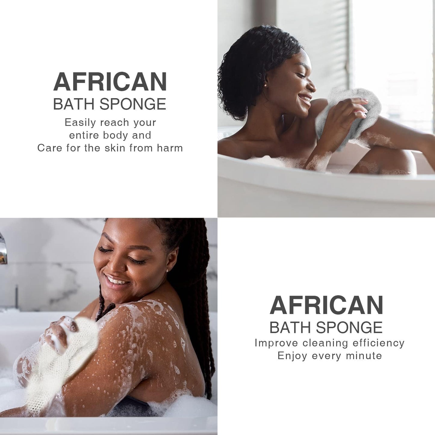 3 Pieces African Bath Sponge African Net Long Net Bath Sponge Exfoliating Shower Body Scrubber Back Scrubber Skin Smoother,Great for Daily Use (Orange、Blue、Green)
