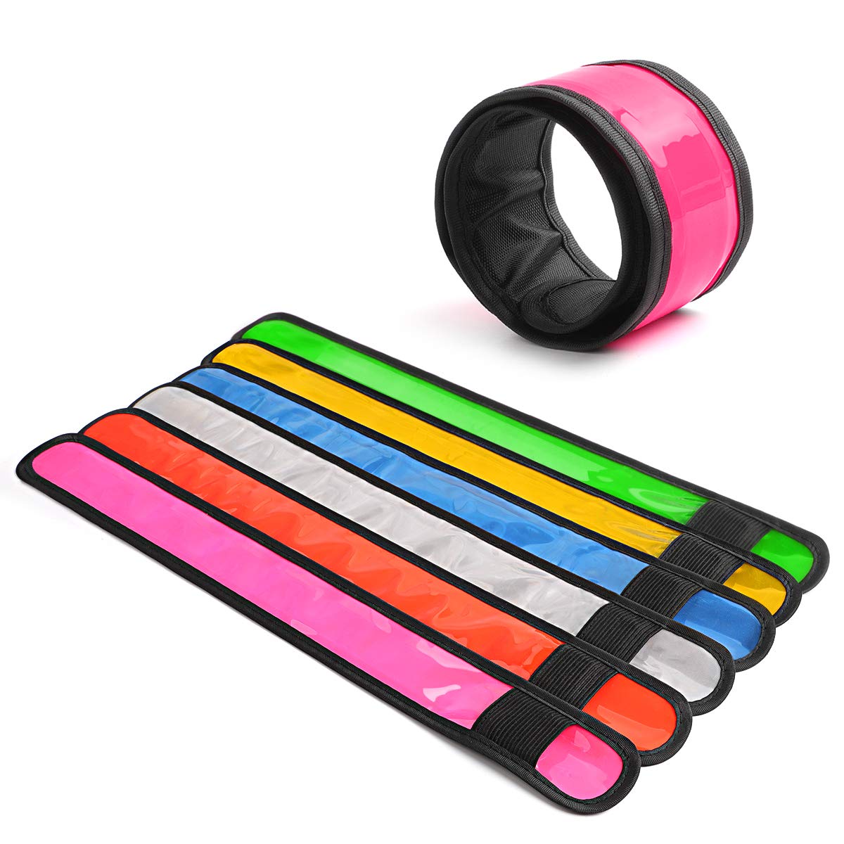 esonstyle Pack of 6 LED Light Up Band Slap Bracelets Night Safety Wrist Band for Cycling Walking Running Concert Camping Outdoor Sports