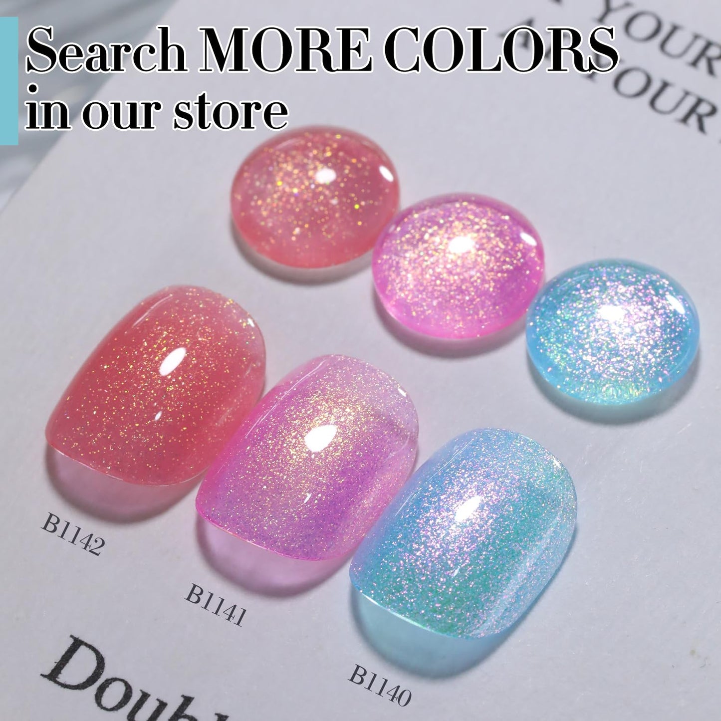 Double Rhythm 15ML Glitter Gel Polish Shimmer Reflective Holographic Color Magnetic for Nail Art Salon DIY at Home (B1140)