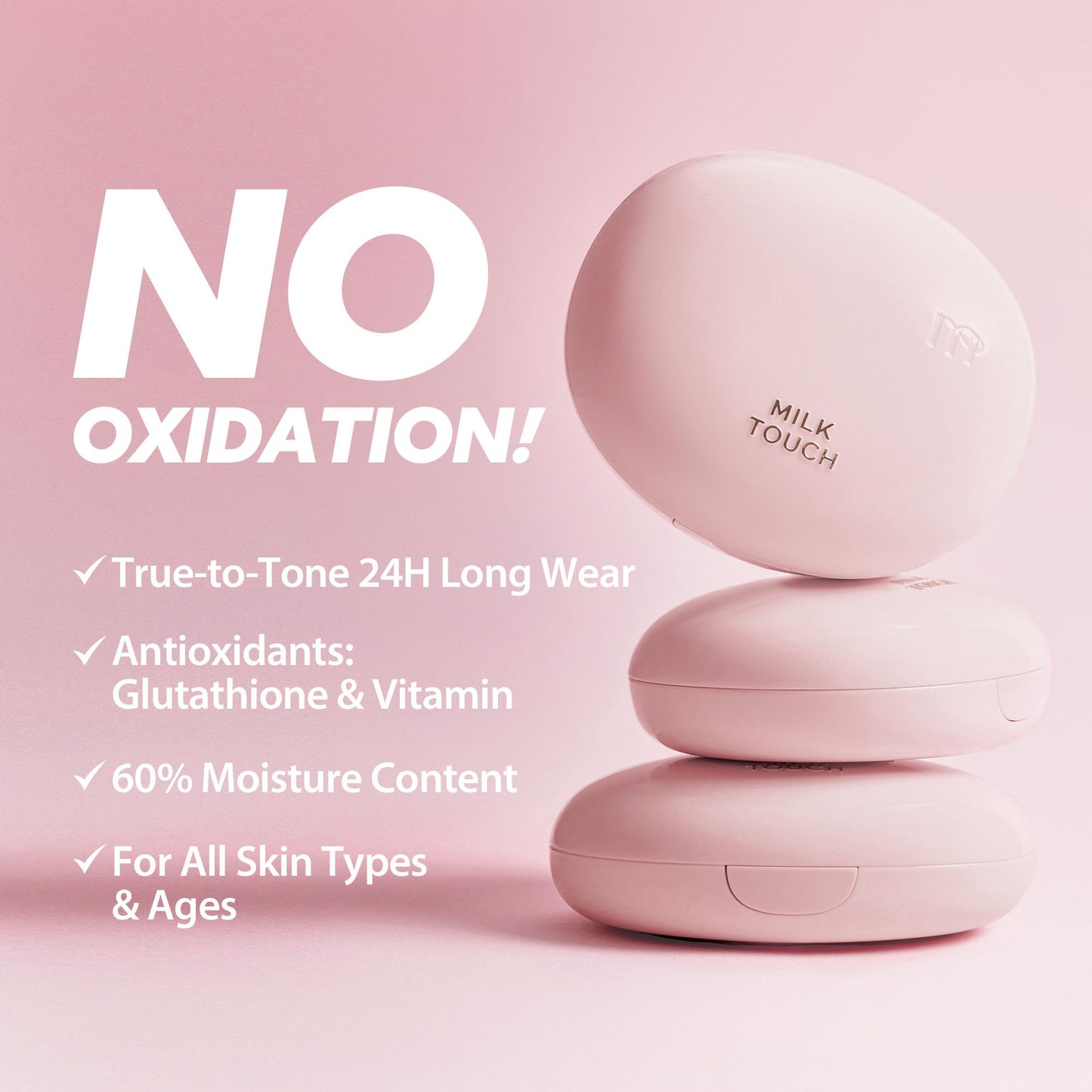 milktouch Cushion Foundation, 24H Flawless Skin, Radiant Shine, No Oxidation, Long-Lasting, Non-Creasing, 60% Hydrating Skincare Infused Korean Foundation, Valentines Gifts (26N Latte)