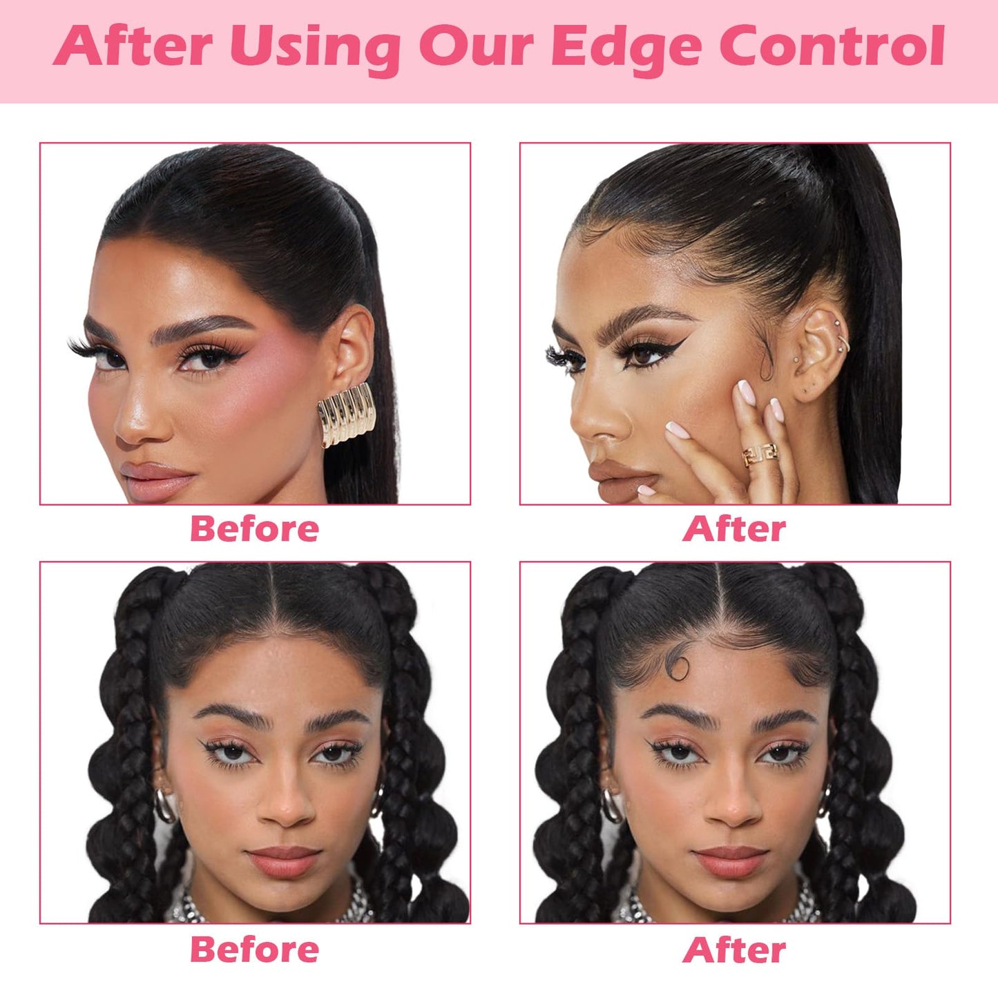 Edge Control Wax for Women Strong Hold Non-greasy Edge Control Smoother Edge Tamer, Edge Wax Styling Tamer Edge Control for Black Hair No Flaking, White Residue, Edge Control Briad Bonnet Brush Set