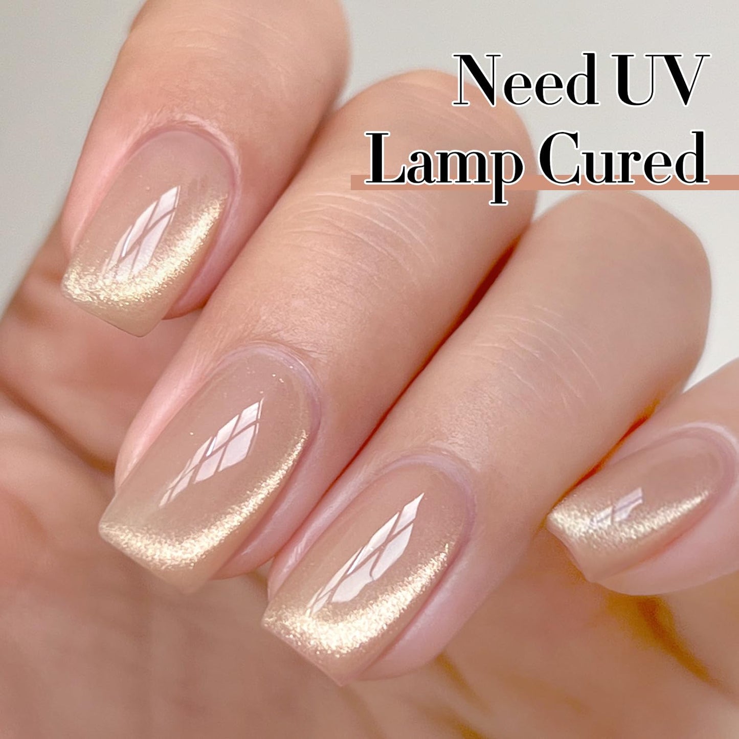 Double Rhythm 15ML Ice Glass Cat Eye Gel Polish with Magnet Holographic Glitter Shimmer Translucent Sheer Color Salon Soak Off Magnetic at Home (Milky Nude-MC1121)