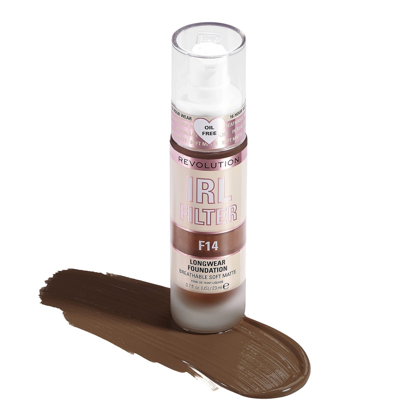 Revolution Beauty, IRL Filter Longwear Foundation, Soft & Breathable Formula, Medium to Full Coverage, Matte Finish, F14, 0.7 Fl. Oz
