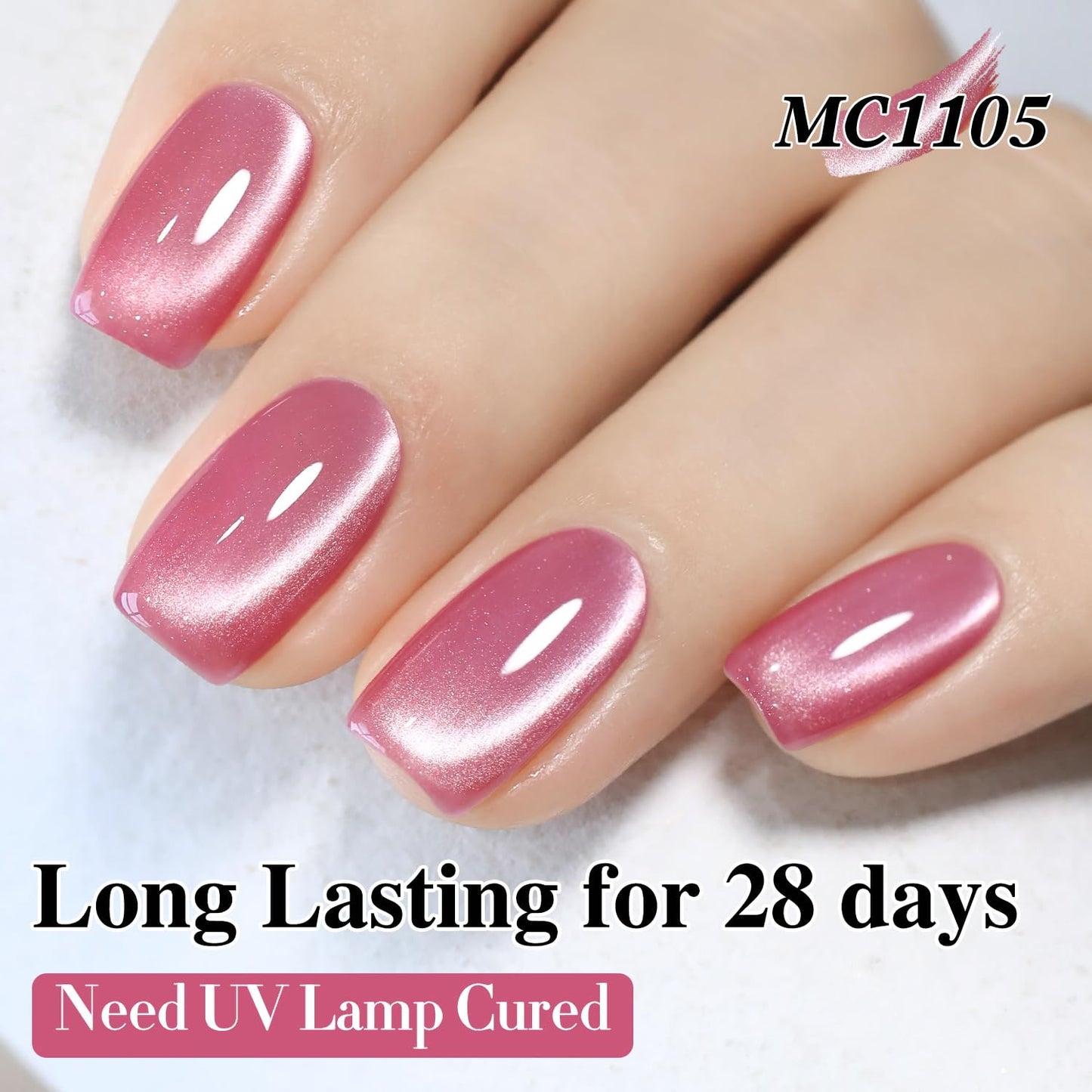 Double Rhythm Jelly Glass Cat Eye Gel Polish with Magnet 15ML Holographic Glitter Shimmer Translucent Sheer Color Magnetic Nail Polish Salon DIY at Home (Jelly Pink-MC1105)