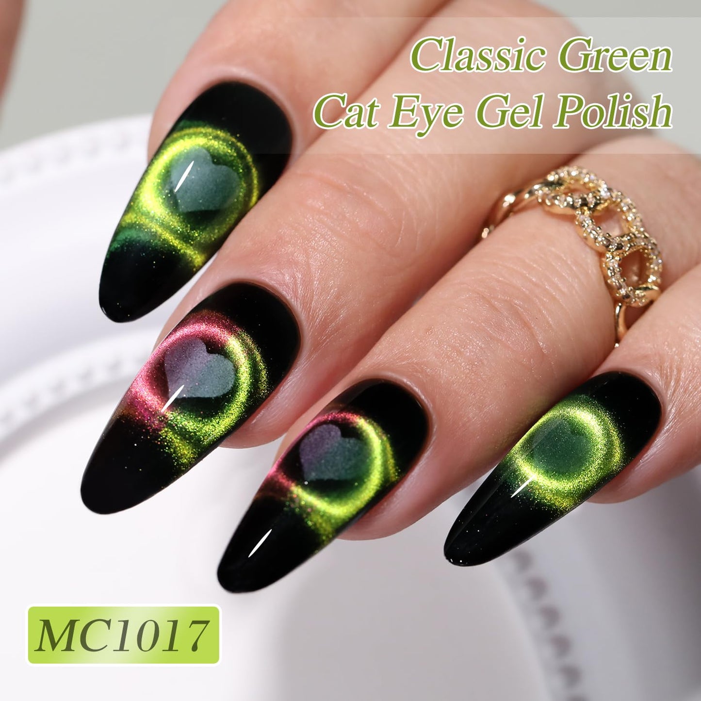 Double Rhythm 0.5 OZ Cat Eye Gel Polish with Magnet 15ML Holographic Glitter Shimmer Translucent Jelly Color Magnetic Nail Polish Salon DIY at Home (MC1017)