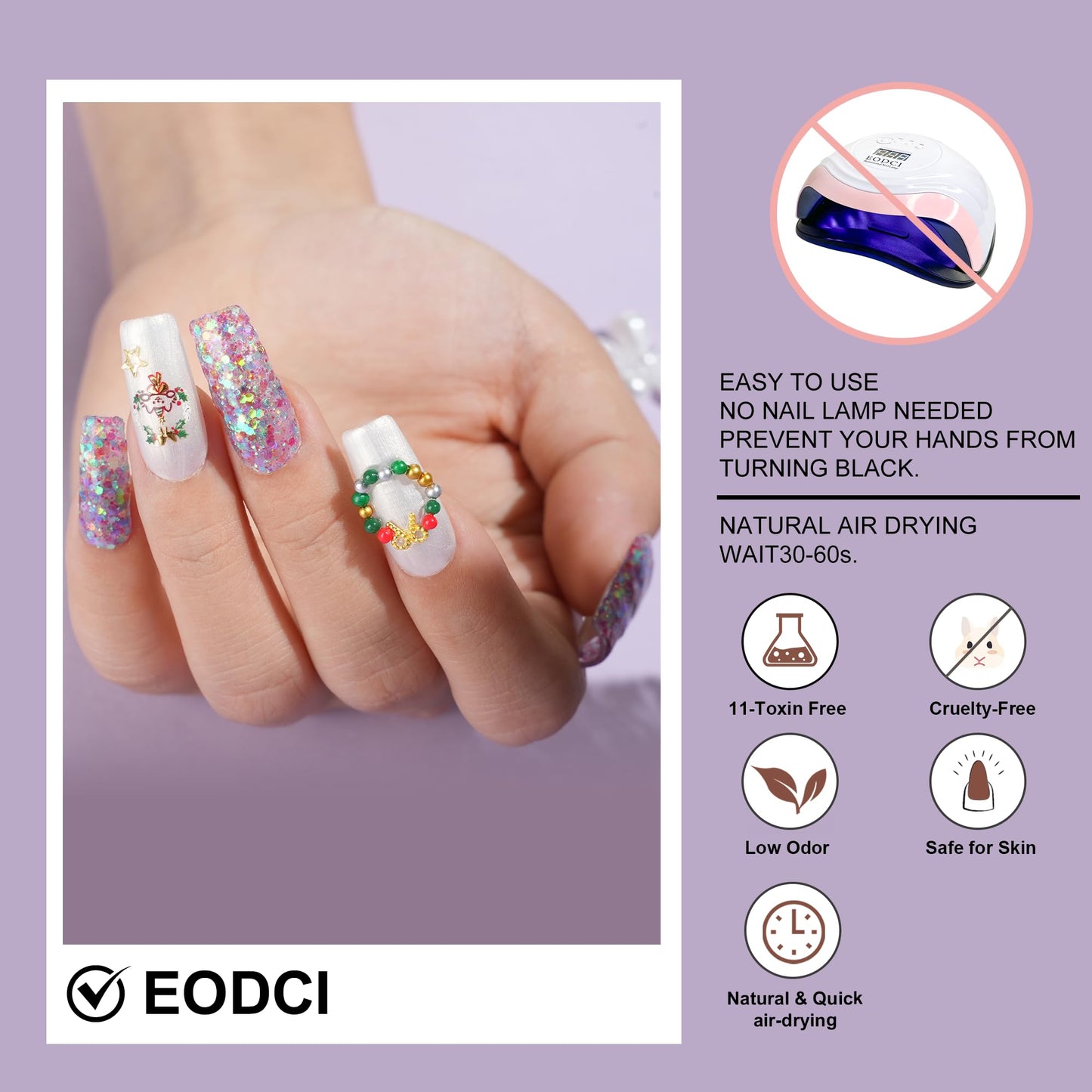 EODCI Nail Dip Dipping Powder,1 Oz/28g Glitter Purple Green Color Dipping Powder French Nails Art Starter Manicure DIY Salon Home Gift for Women,No Need Nail Lamp Cured