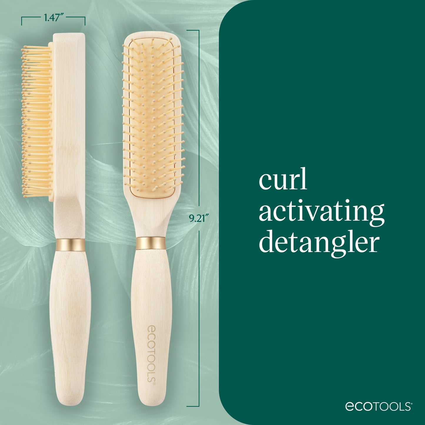EcoTools Curl Activating Detangler Hairbrush, Gently Detangle Wet Hair, Style, Define, & Enhance Curly & Wavy Hair, Less Hair Breakage & Fall Out, Renewable Bamboo, Vegan & Cruelty-Free, 1 Count