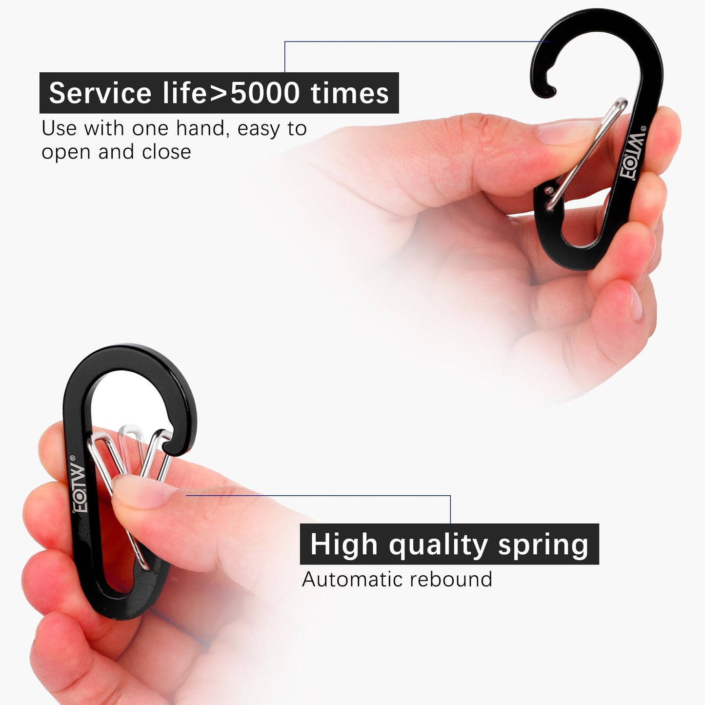 EOTW 6pcs Carabiner Clip and 2pcs Paracord Keychain Small Aluminum Caribeaner D Ring for Camping, Hiking, Fishing Or As A Key Organizer Orange