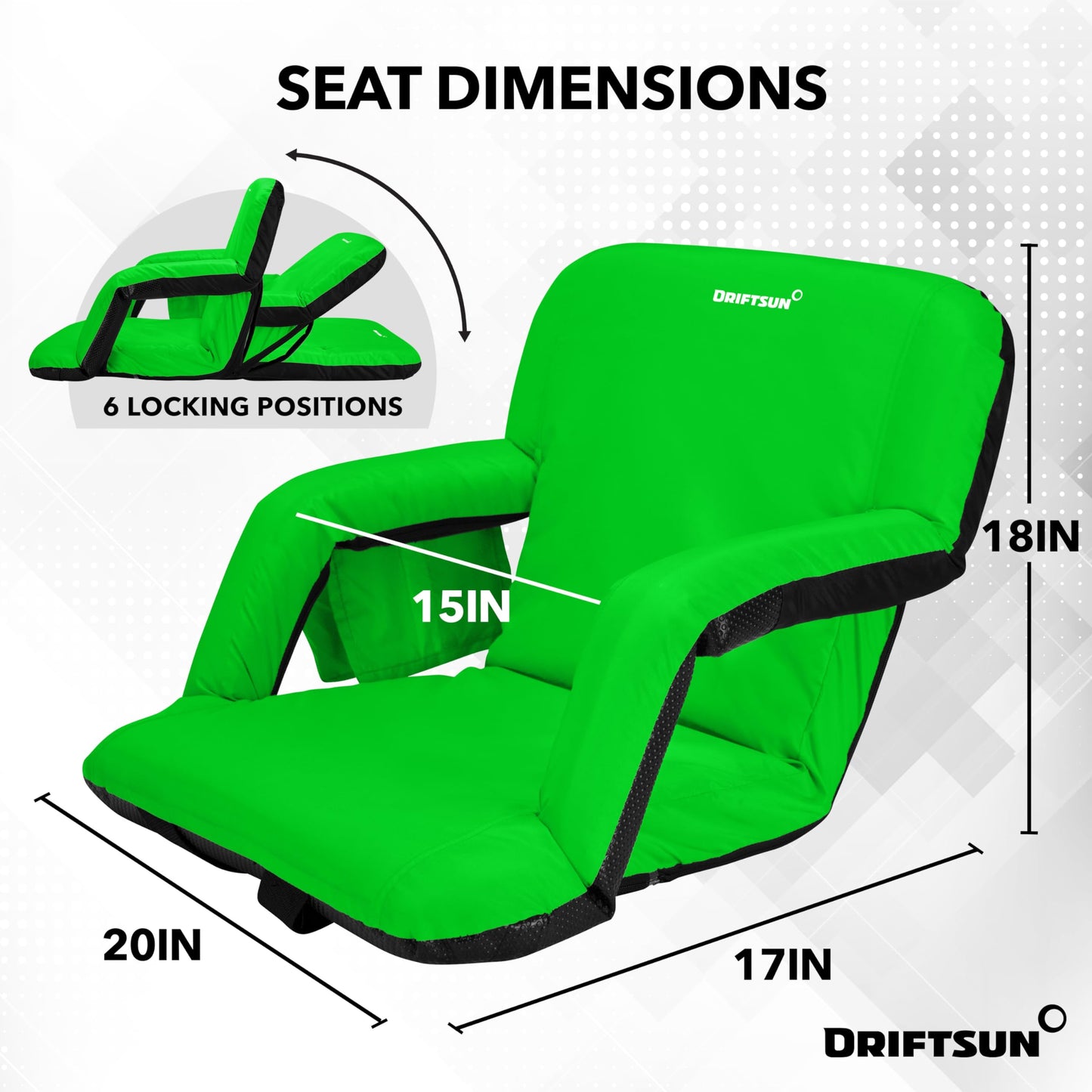 Driftsun Stadium Seats with Back Support, Deluxe Bleacher Chairs with Back Support and Cushion, Padded Stadium Seats, Waterproof Stadium Chair