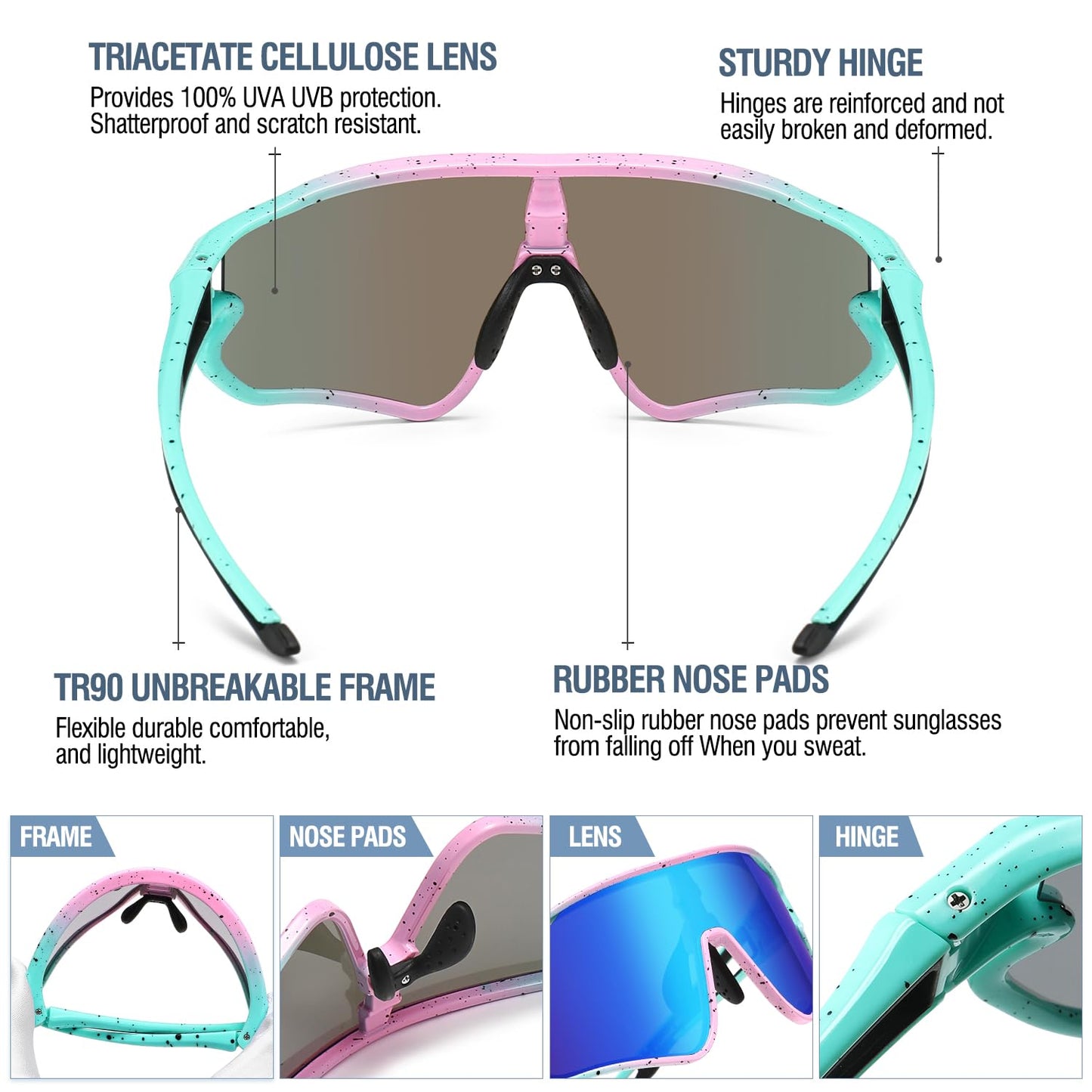 DUCO Kids Sunglasses Youth Baseball Sun Glasses Lightweight TR90 Frame UV400 Sports Cycling Shades for Boys Girls DK268