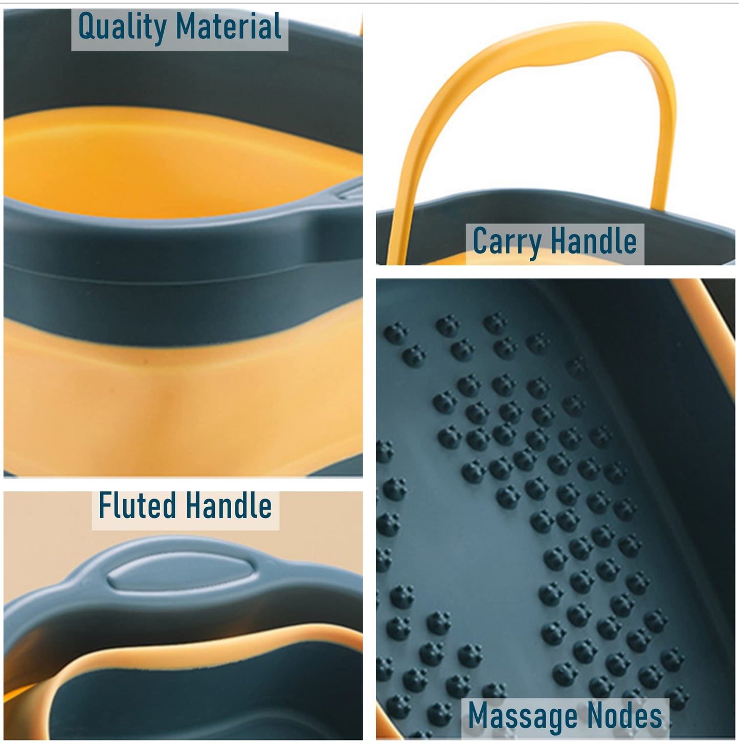 DoroSun Collapsible Foot Tub Feet Soaking Spa Bath with Massager Acupoints for Circulation, Plastic Inflatable Feet Soak Basin Foldable Foot Soaker Bucket Footbath Bowl Tools for Men Adults, Black