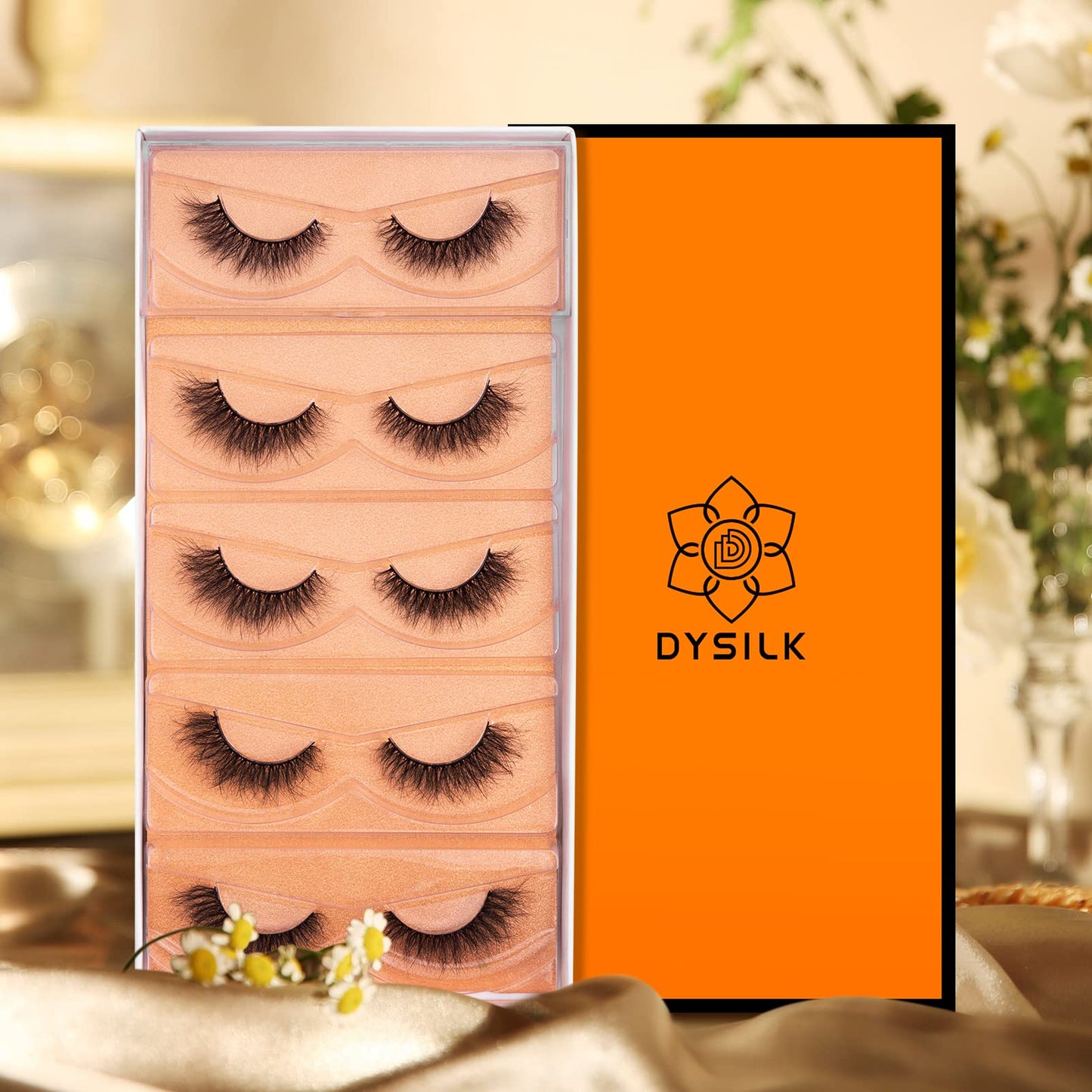 DYSILK Wispy Lashes False Eyelashes - Mink Lashes 5 Pairs 6D Faux Eyelash Extension False Eyelashes Mink Lash Natural Look Fake Eyelash Reusable Strip Lash Kit | Wispy-10-15mm