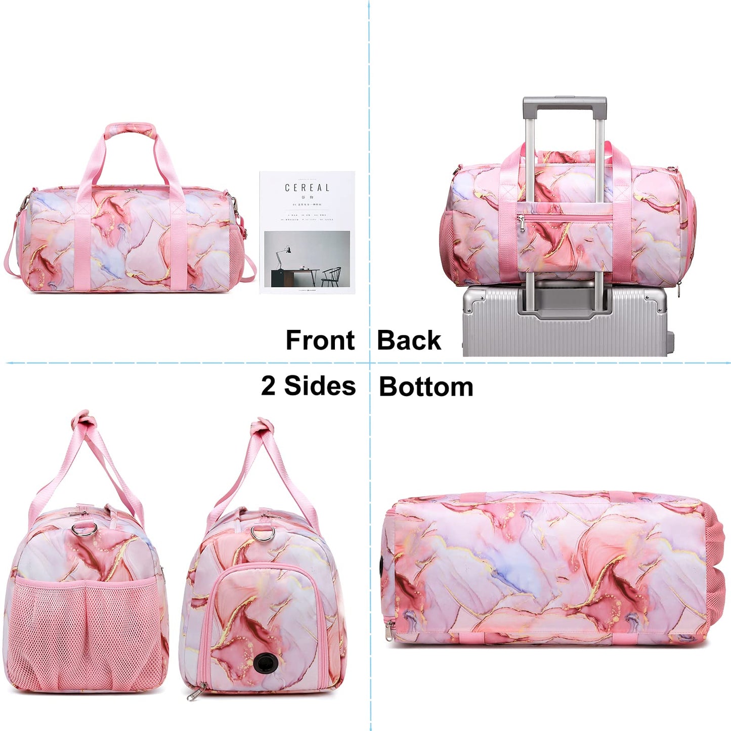 Duffle Bag for Girls Dance Bag Ballet Bag for Girls Travel Overnight Bag Girls Sports Gym Bag with Separate Dry Wet Pocket and Shoes Compartment