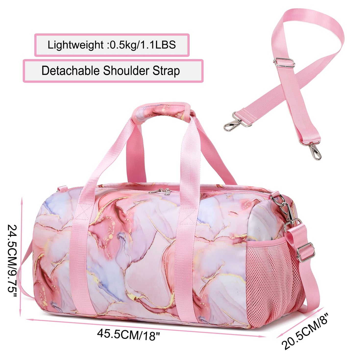 Duffle Bag for Girls Dance Bag Ballet Bag for Girls Travel Overnight Bag Girls Sports Gym Bag with Separate Dry Wet Pocket and Shoes Compartment