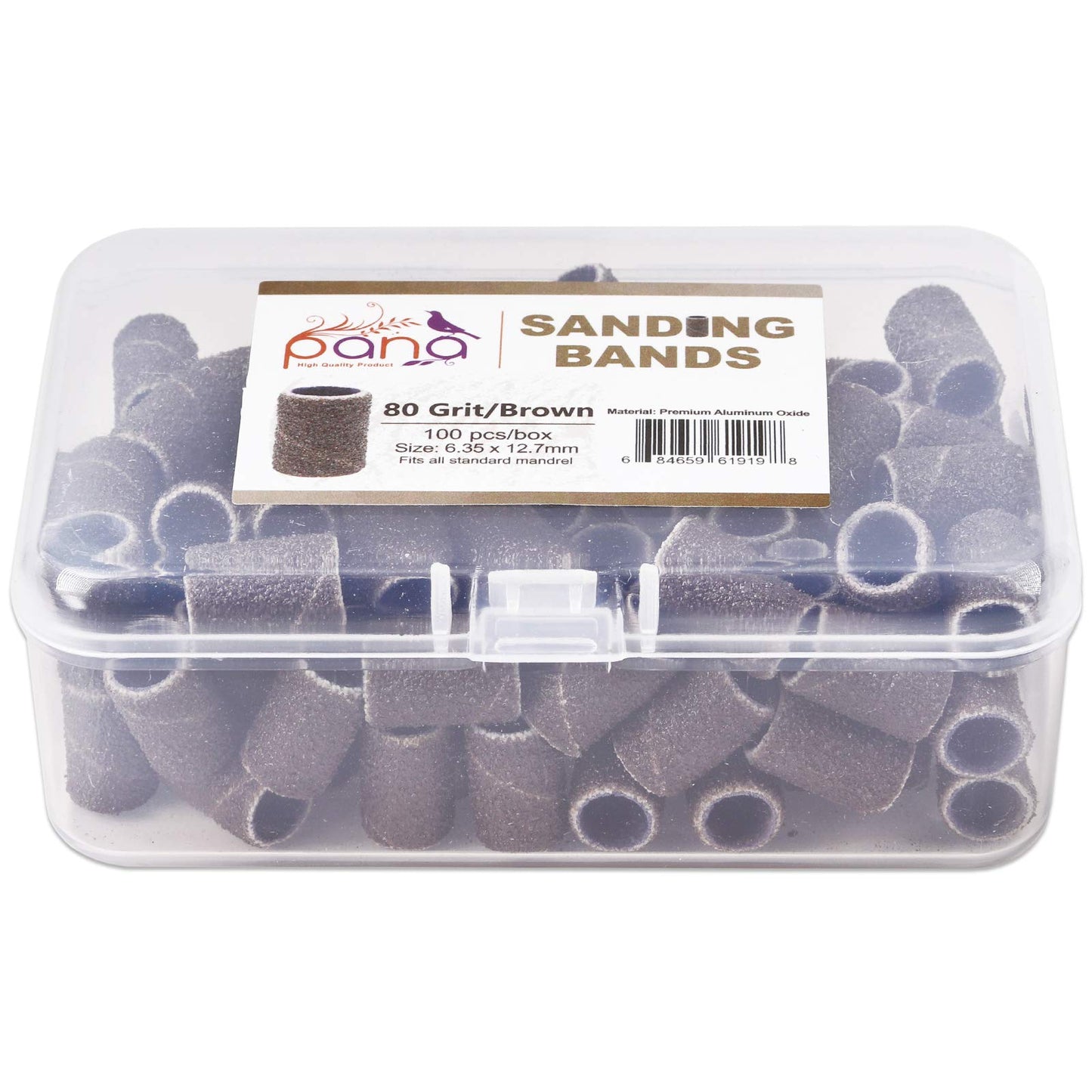 100 Pcs Large Brown Nail Drill Bits Sanding Bands for Nail Drill 80 Coarse Grit – Nail File for Acrylic Nail Gel Manicures Pedicure