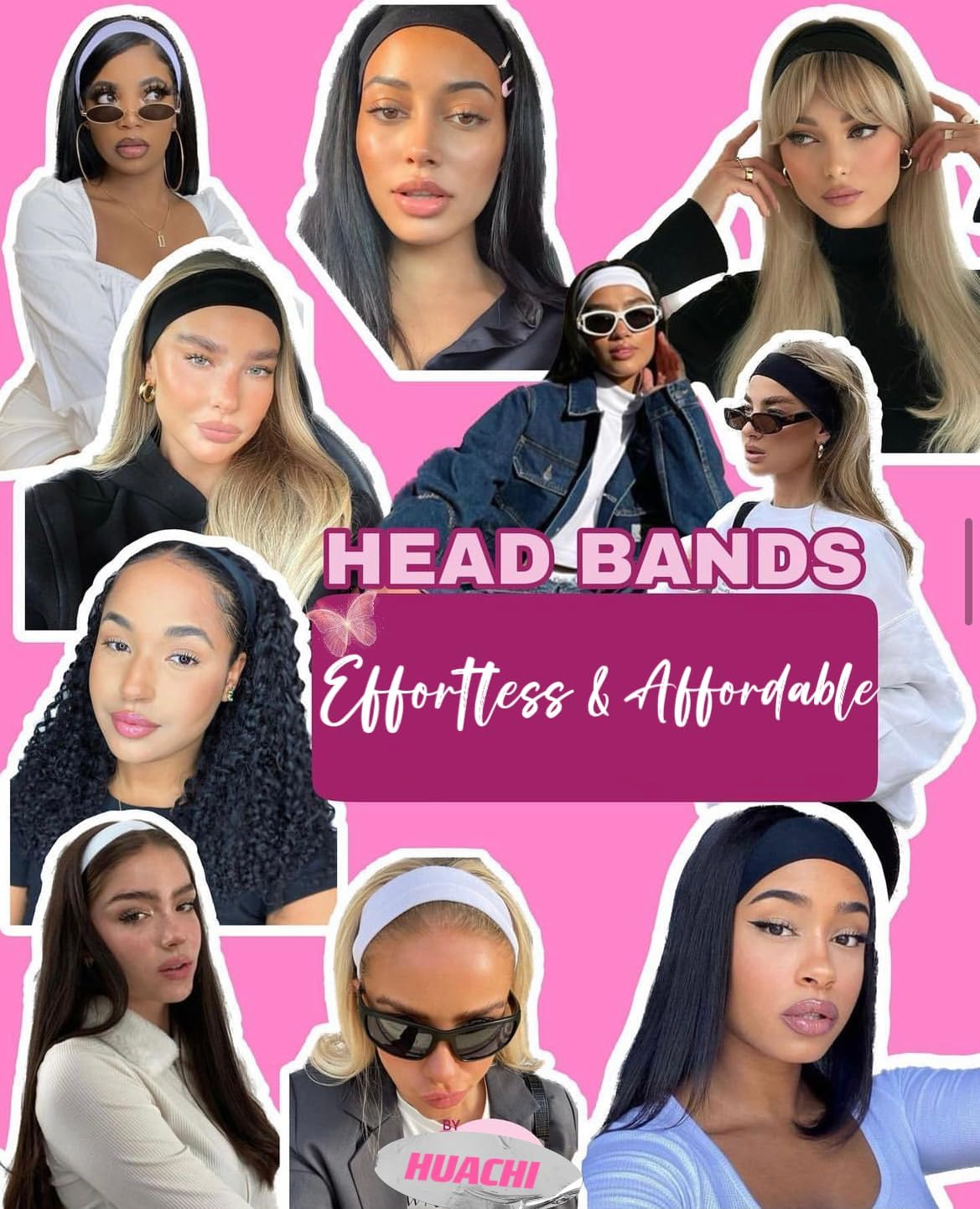 Elastic Non-Slip Soft Cloth Fabric Women's Headbands 16 Pack - Yoga, Running, Sports Hair Accessories in Black, Brown, Beige, Thick