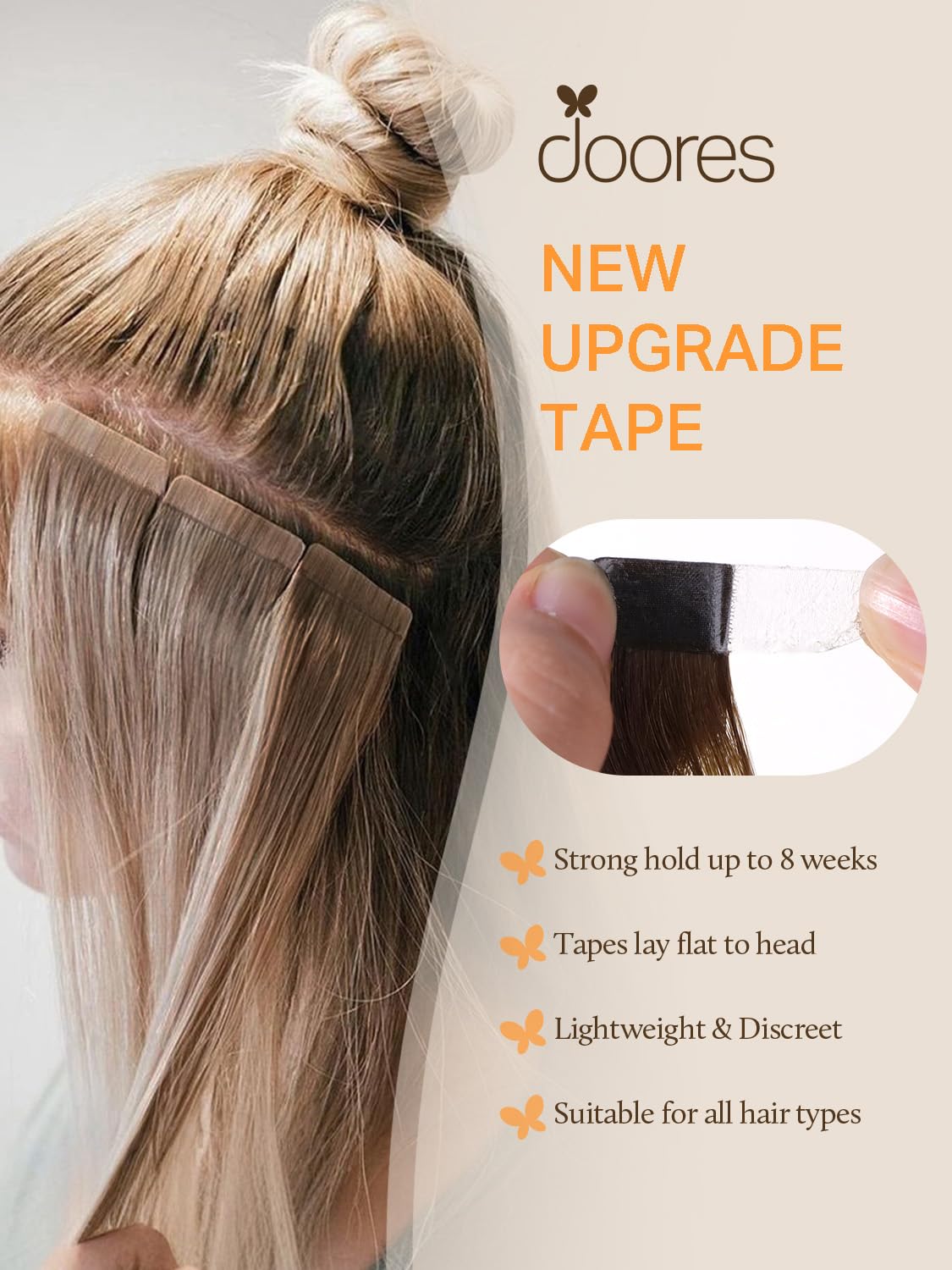 DOORES Hair Extensions Real Human Hair, Chocolate Brown 25g 10pcs 14 Inch, Tape in Hair Extensions Human Hair Remy Hair Silky Straight Skin Weft Real Natural Hair