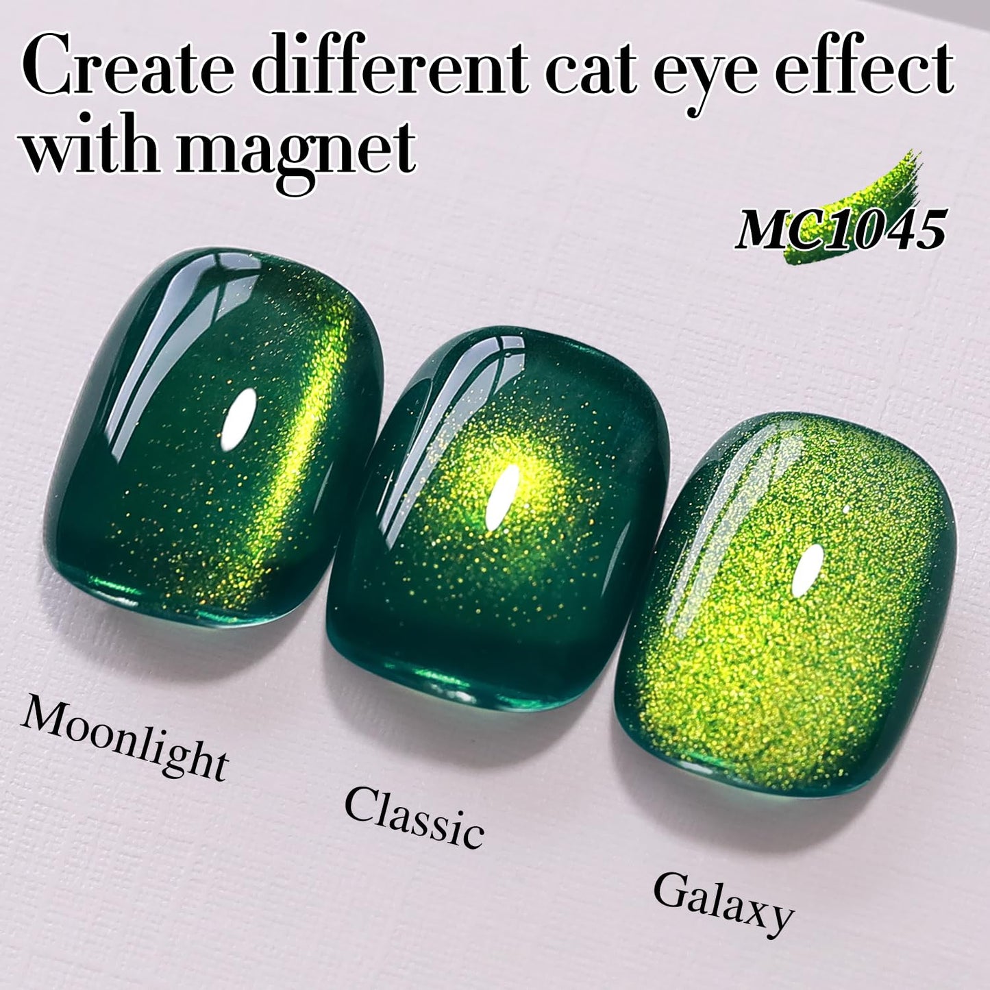 Double Rhythm Jelly Glass Cat Eye Gel Polish with Magnet 15ML Holographic Glitter Shimmer Translucent Sheer Color Magnetic Nail Polish Salon DIY at Home (Dark Green-MC1045)