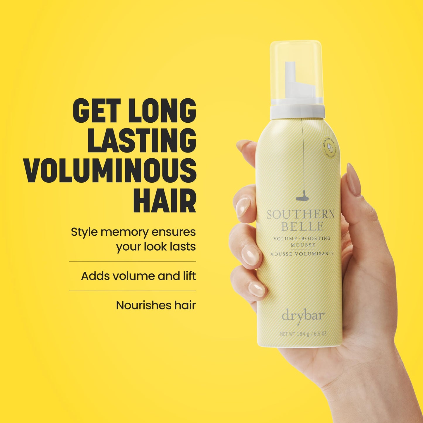 Drybar Southern Belle Volume - Boosting Mousse - Full Size| Prevents Frizz & Damage, Smoothes Hair, and Provides Shine for Long-Lasting Body & Style