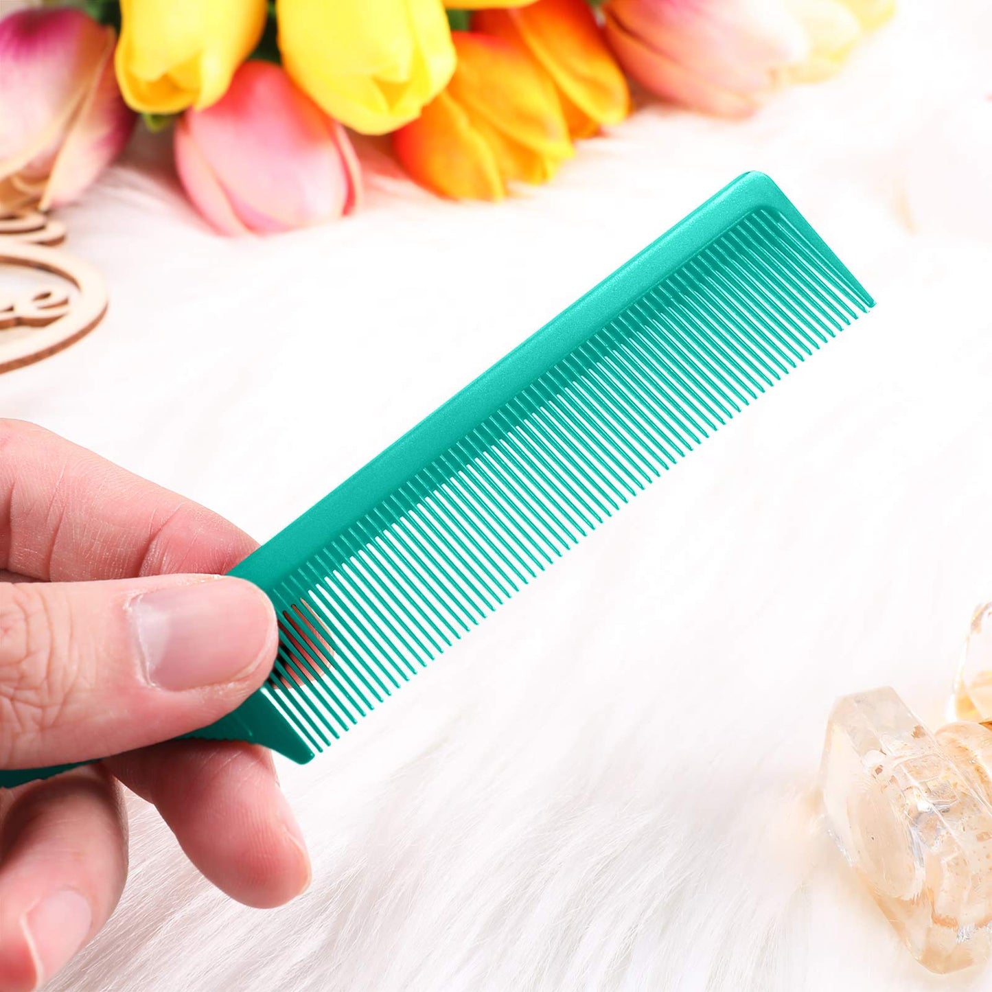 3 Packs Rat Tail Comb Steel Pin Rat Tail Carbon Fiber Heat Resistant Teasing Combs with Stainless Steel Pintail (Yellow, Pink, Green)