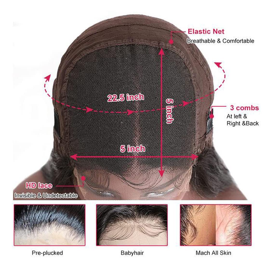 Enoya 5X5 HD Lace Closure Wigs Human Hair Pre Plucked with Baby Hair, Kinky Straight Ultra-thin Invisible Swiss 12A Human Hair Wigs for Women(10", 5x5 HD lace closure wig)