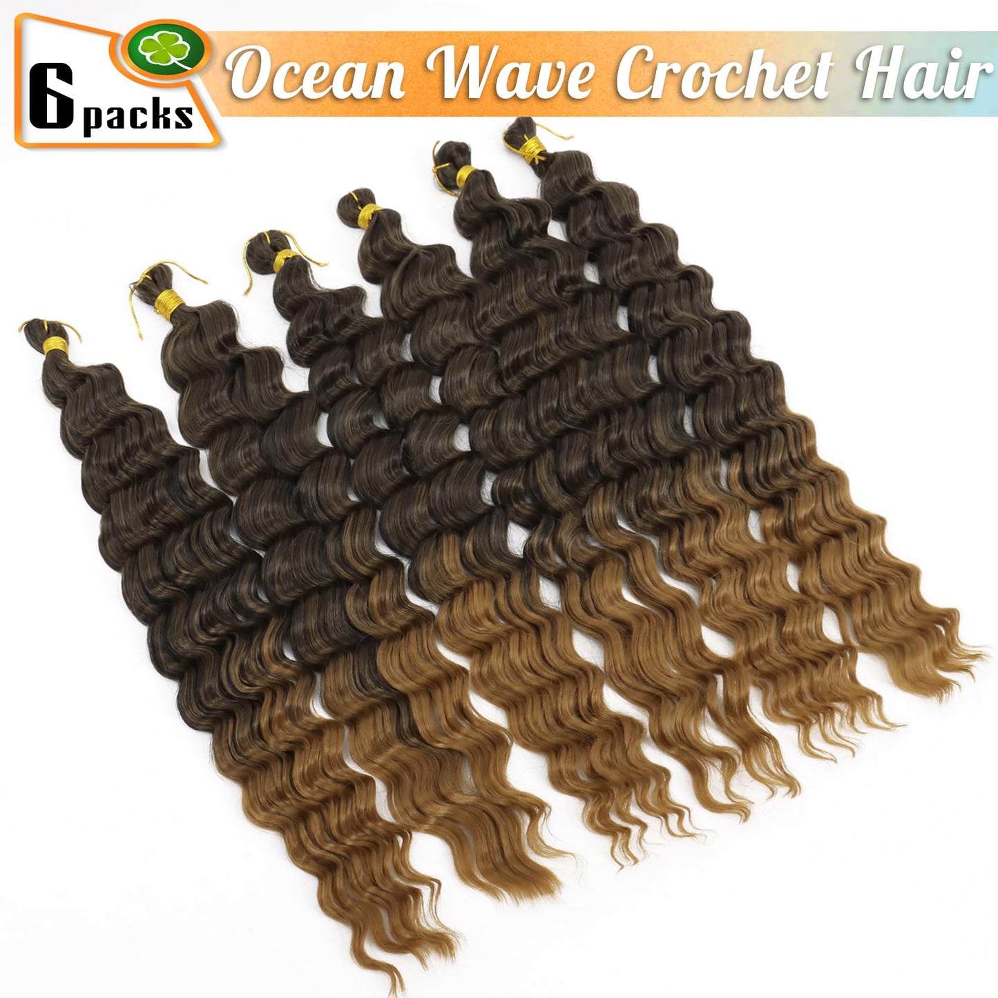 Eerya Long Curly Braiding Hair 18 Inch 2 Packs Ocean Wave Crochet Hair for Black Women Deep Wave Braiding Hair for Boho Braids (18 inch, T1B/27)
