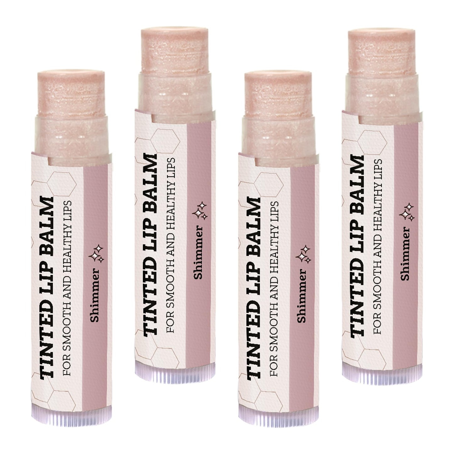 Earth's Daughter Tinted Lip Balm Shimmer 4 Pack, Beeswax, Coconut Oil, Cocoa Butter, Vitamin E, Moisturize and Beautify, Paraben Free