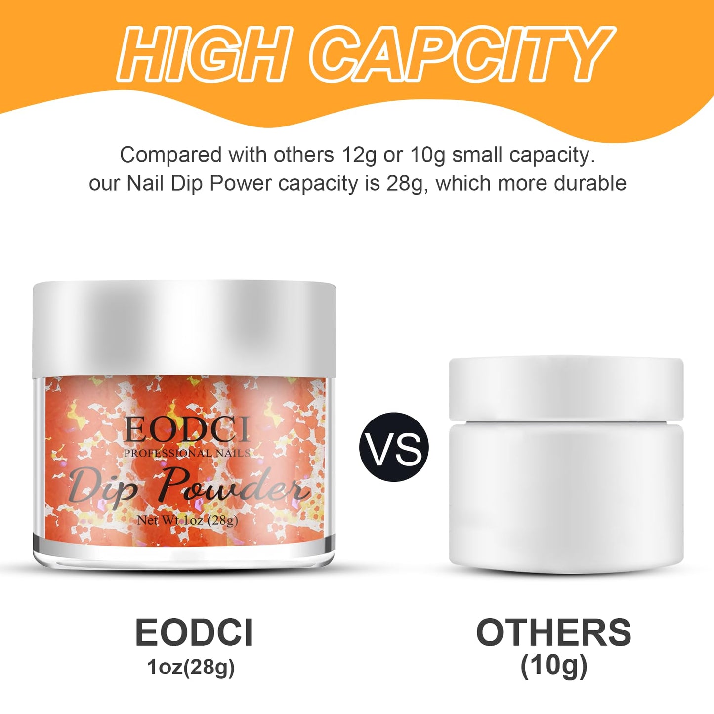 EODCI Nail Dip Dipping Powder,1 Oz/28g Dopamine Glitter Orange Color Dipping Powder French Nails Art Starter Manicure DIY Salon Home Gift for Women,No Need Nail Lamp Cured