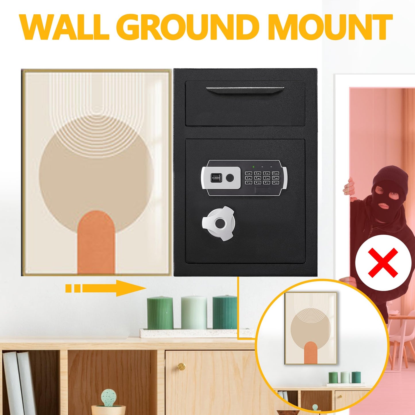 2.6 CUB Depository Drop Safe Fireproof, Front Drop Slot Lock Box with Digital Combination and Anti-Fishing, Silent Deposit Safe Box, Security Money Safe for Cash Slips Expense Business Office Home