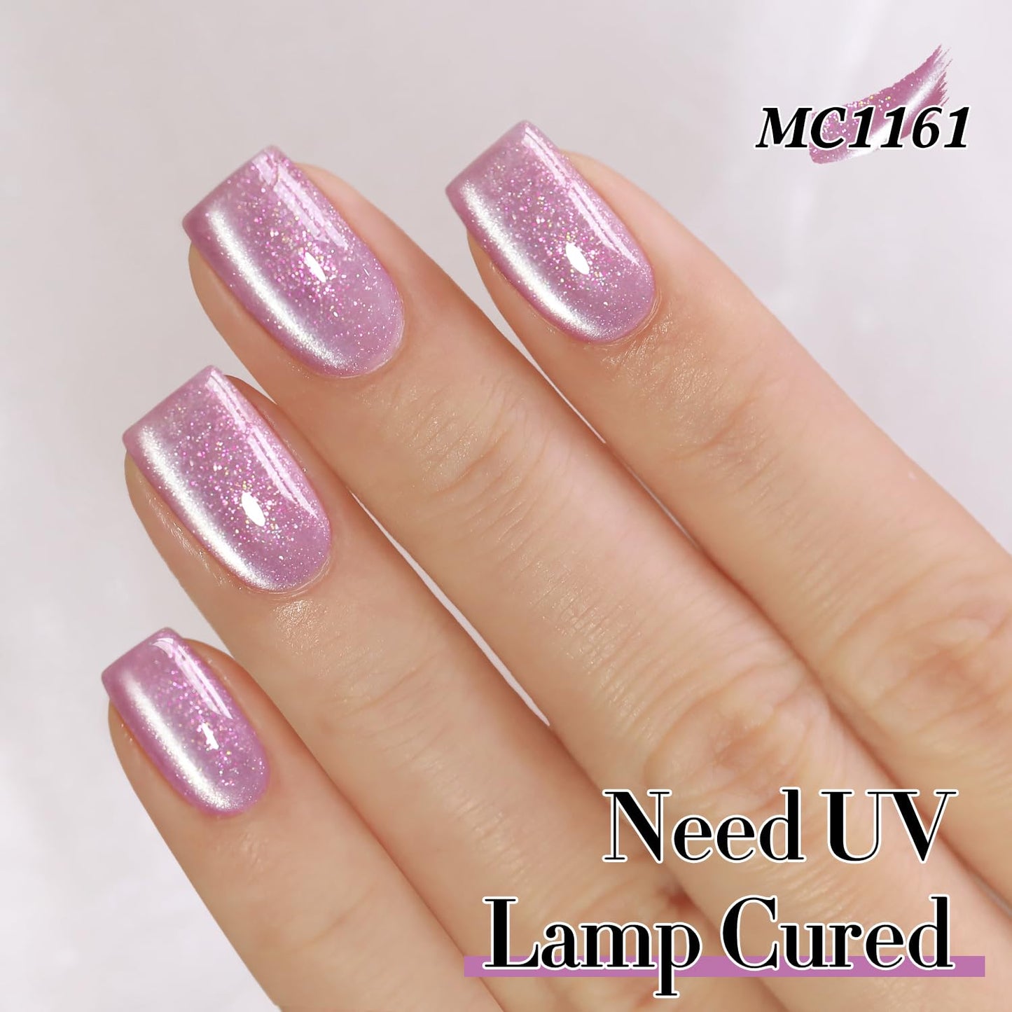 Double Rhythm 0.5 Oz Cat Eye Gel Polish with Magnet Same Color Same Bottle Holographic Glitter Shimmer Translucent Color Salon Soak Off Magnetic Nail at Home (Mauve Purple-MC1161)