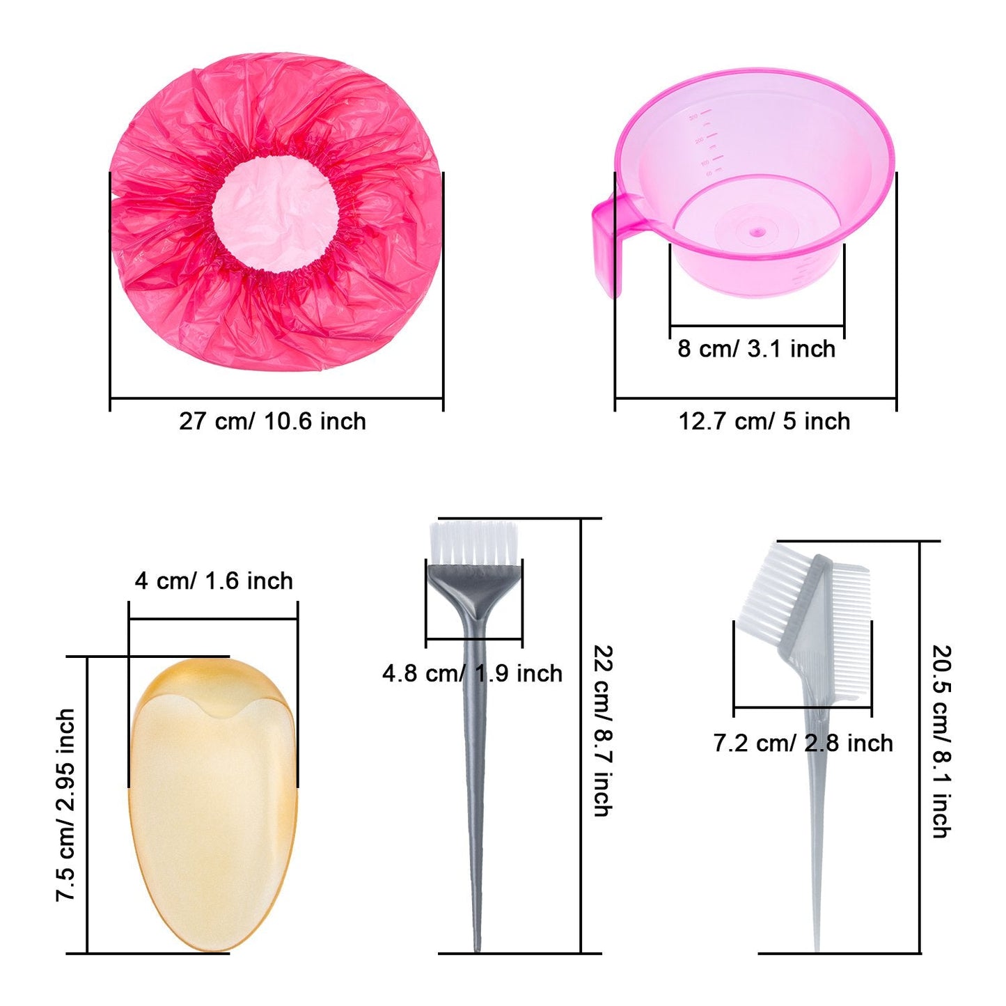 eBoot Hair Coloring Dyeing Kit Hair Dye DIY Tool, Dye Brush Comb Mixing Bowl Ear Caps Shower Cap Disposable Gloves Cape and Elastic
