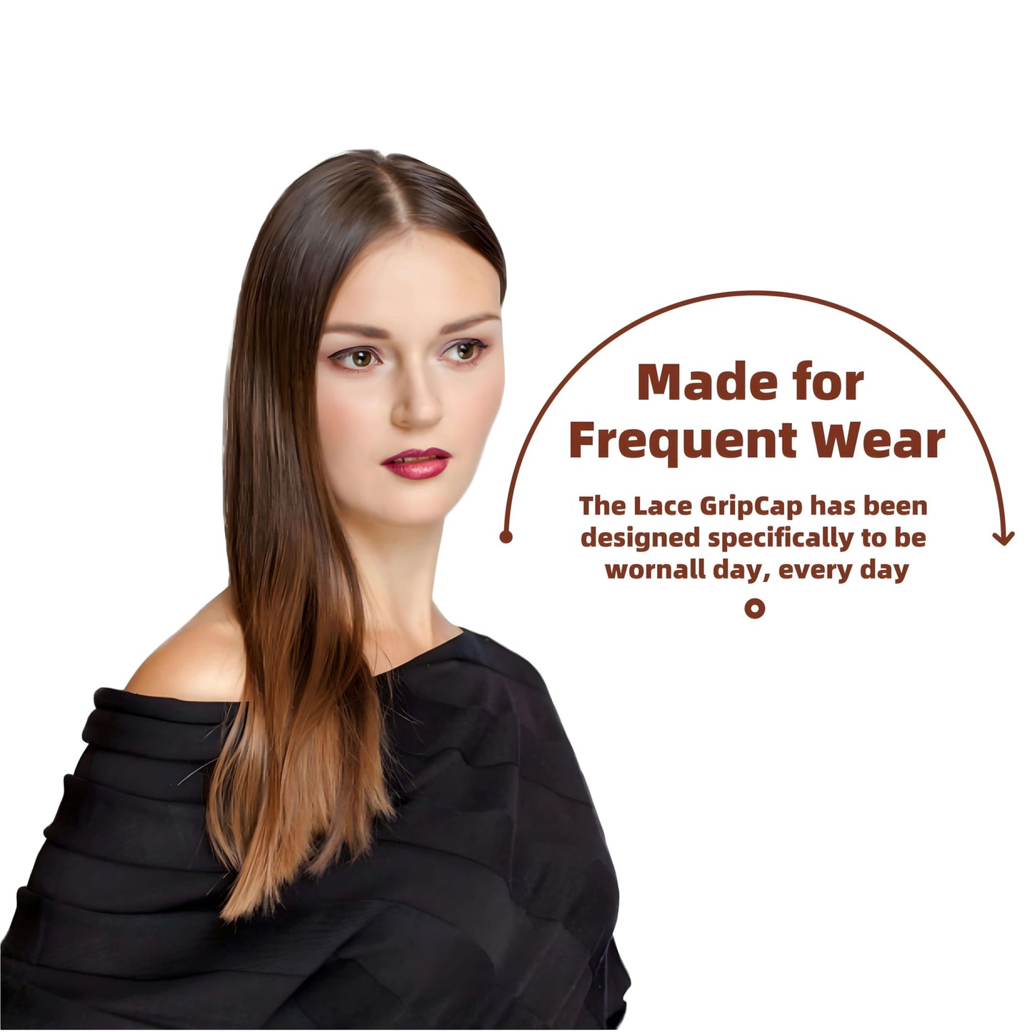 Ecojunmi Lace Wig Cap with Grip Band for Keeping Wigs in Place, 4X5 inch Transparent Adjustable Lace Wig Cap with Headband, Non-slip Wig Gripper (Brown)