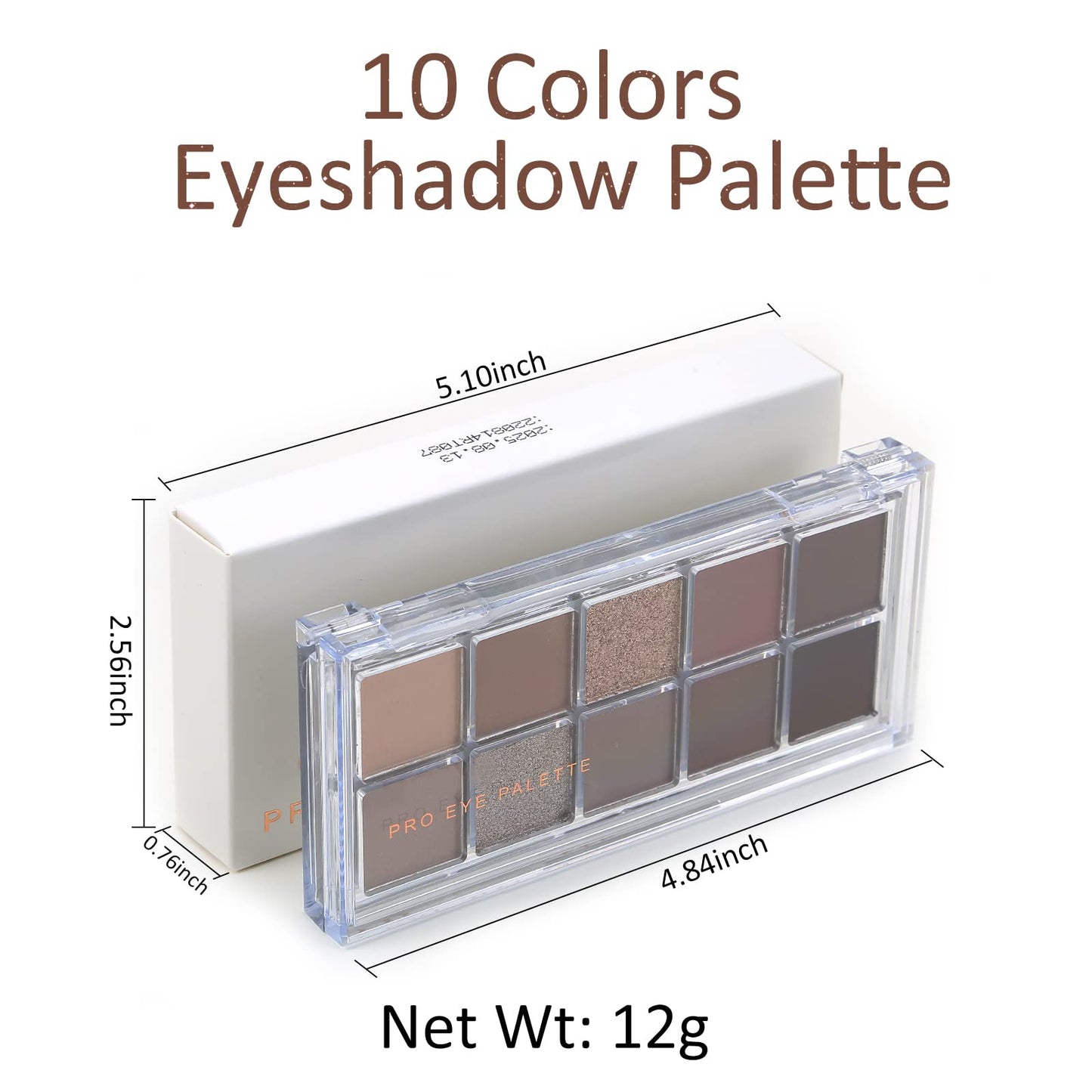 Erinde 10 Color Eyeshadow Palette Makeup - Matte Shimmer Glitter Eye Shadow, Ultra-Blendable, High Pigmented, Naturing-Looking, Neutral Nude Eyeshadow Palette with Professional Brush, Fog Gray