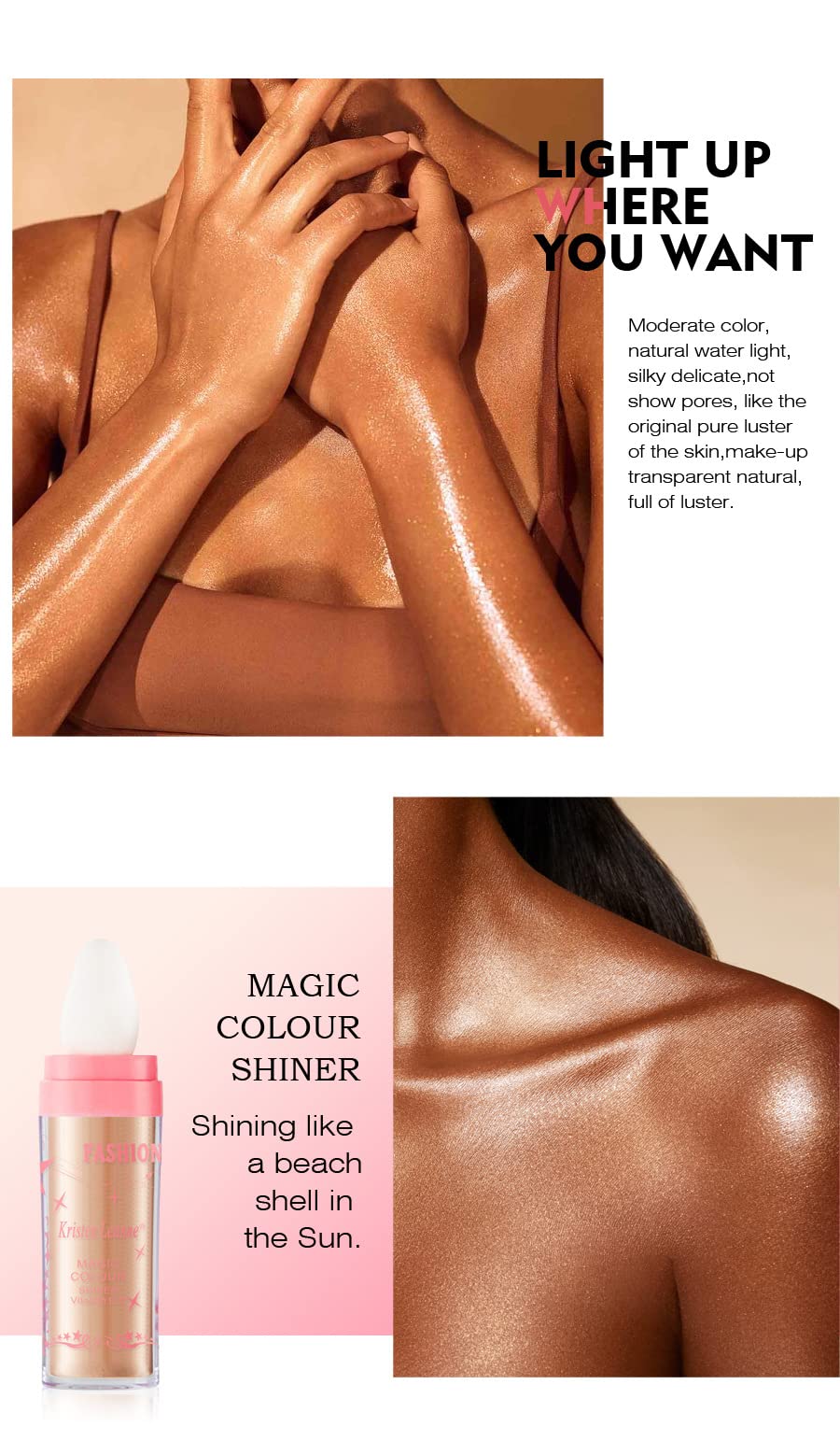 2 Pack Glitter Powder Highlighter Makeup, Body Brightens the Natural Three-Dimensional Face Blusher Patting Powder Highlighter. (01# White moonbeam)