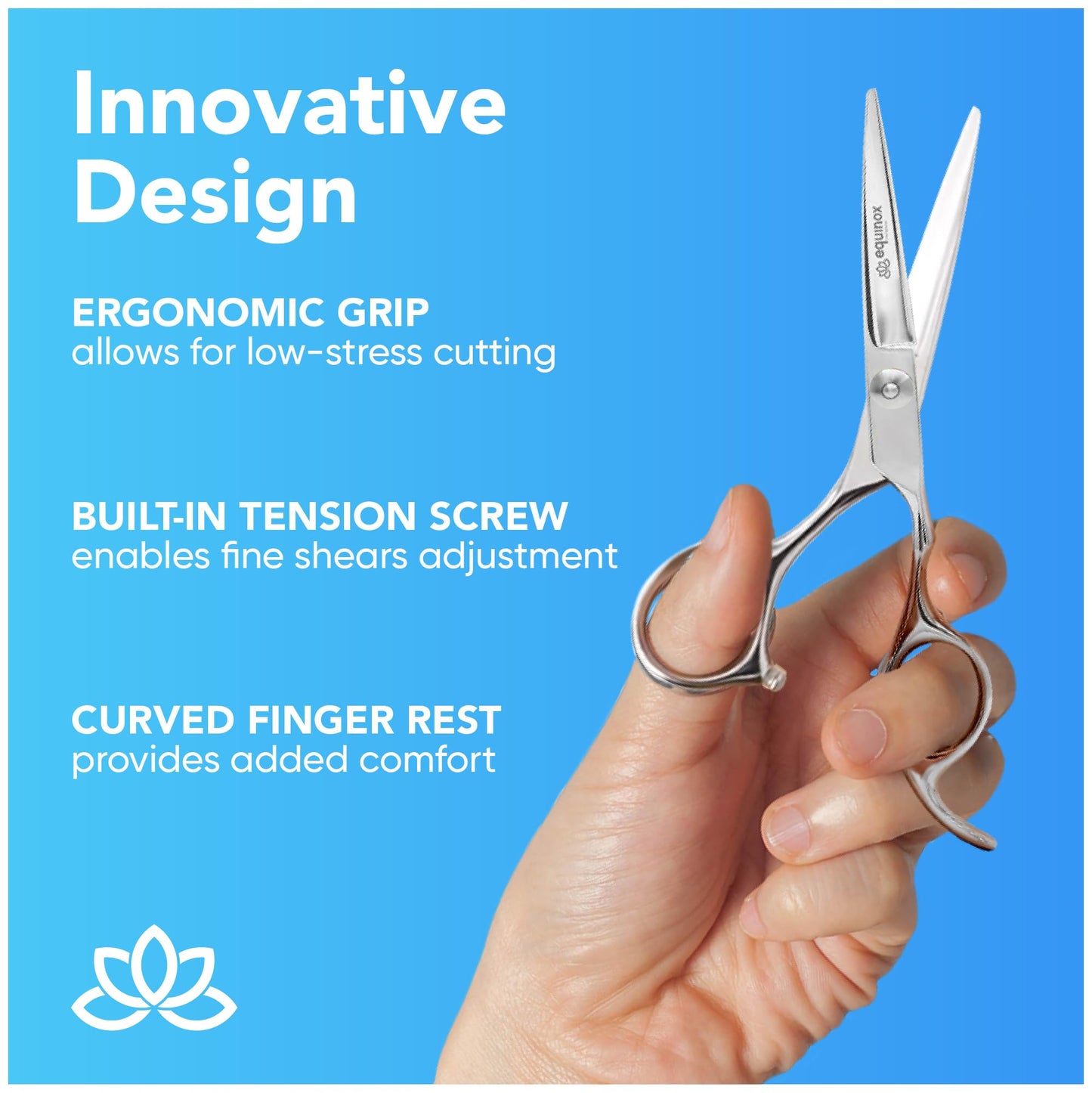 Equinox 6.5" Professional Hair Cutting Scissors for Men & Women - Ice Tempered, Silver - Hair Cutting Shear Professional - Barber Scissor Professional - Shears for Hair Cutting - Haircut Scissors